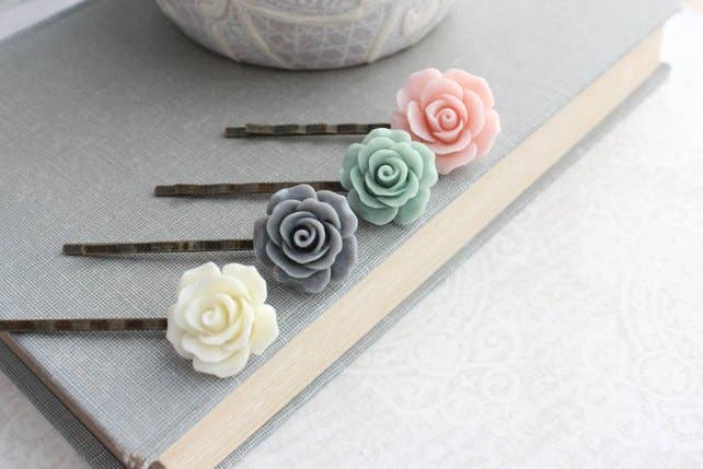 Flower Bobby Pins - set of 4