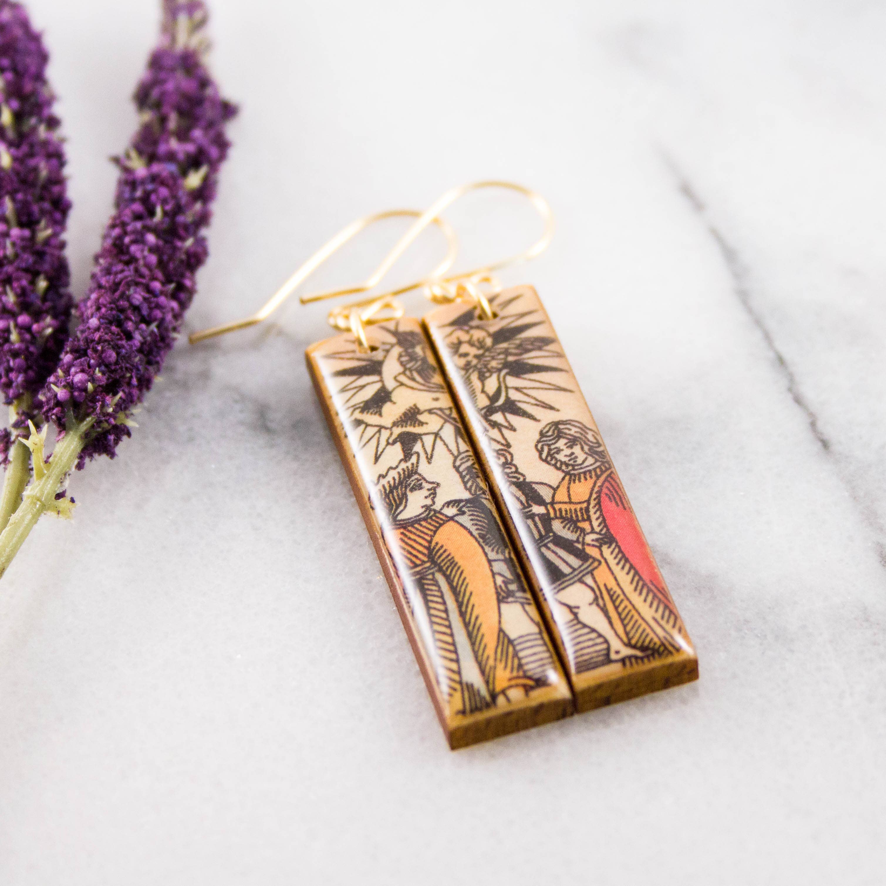 Italian Tarot Card Earrings- The Lovers - Out of the Blue