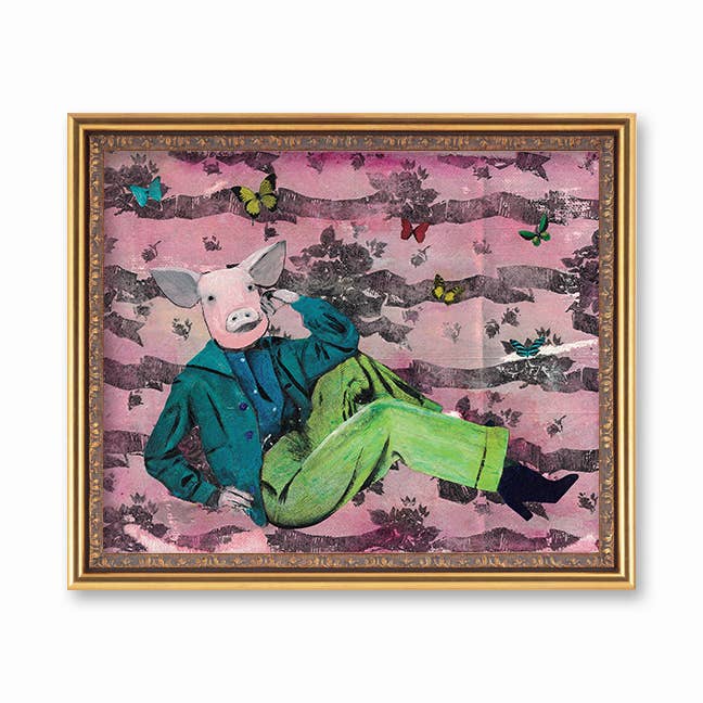 Lounging Pig Art Print - Out of the Blue