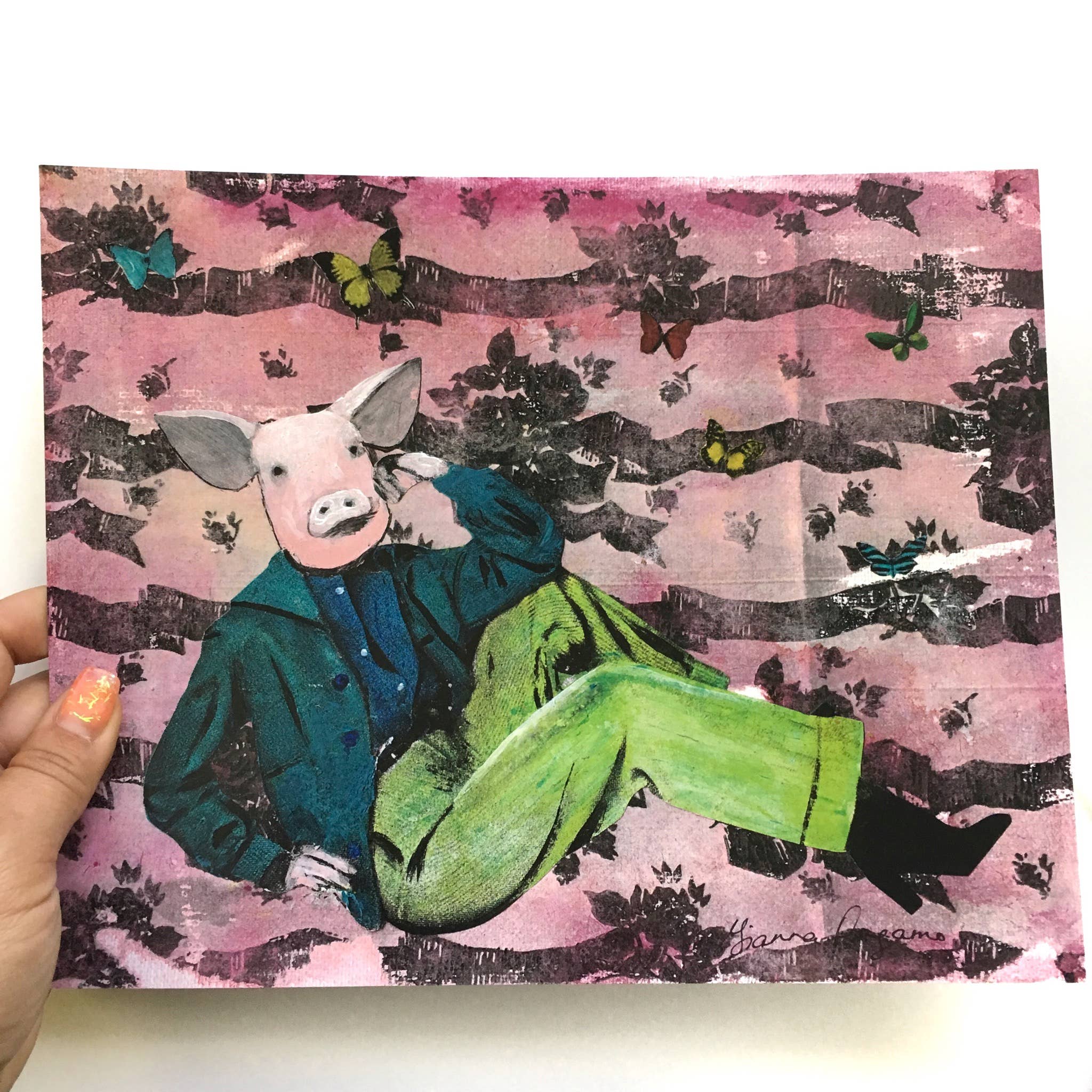 Lounging Pig Art Print - Out of the Blue