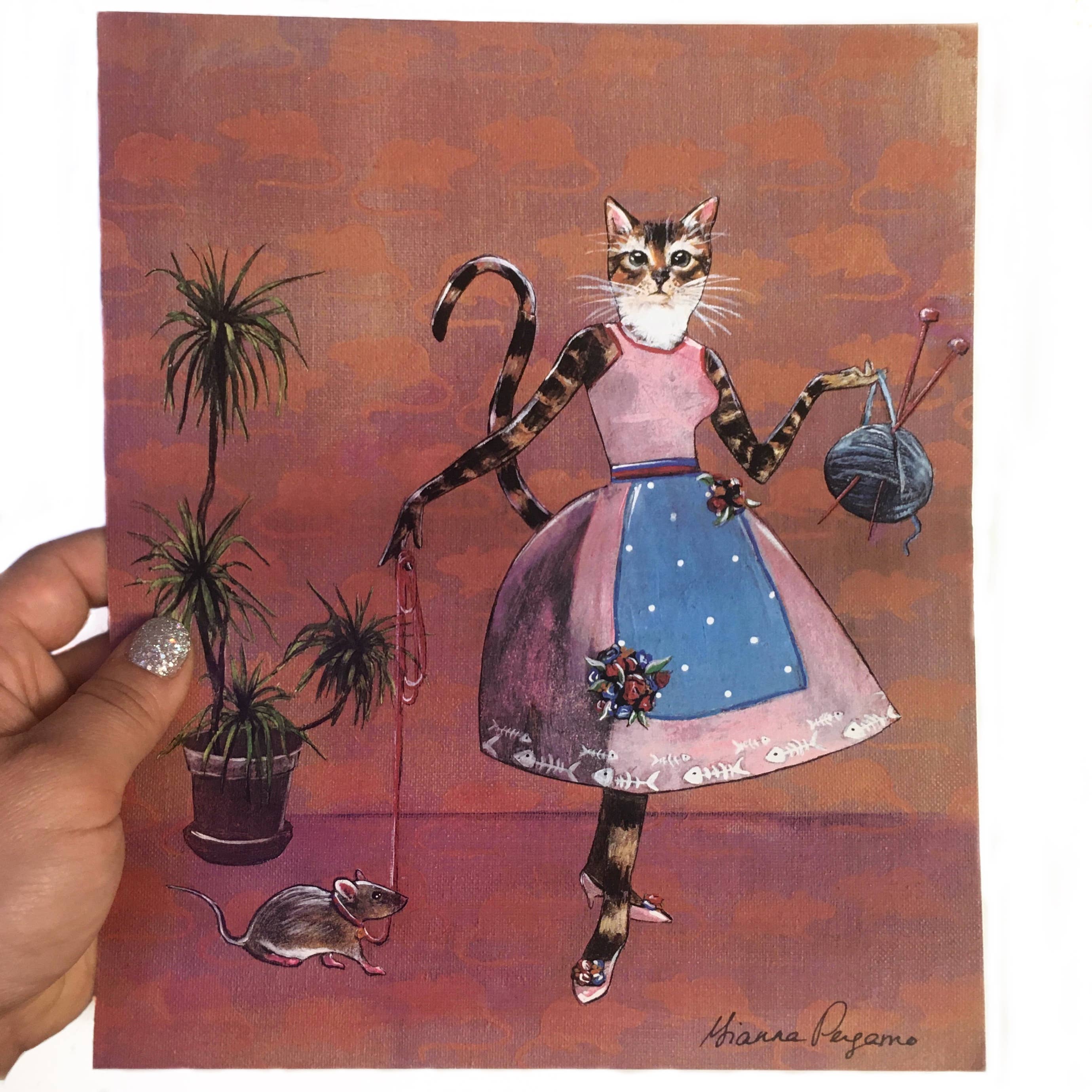 Cat and Mouse 8X10 Art Print