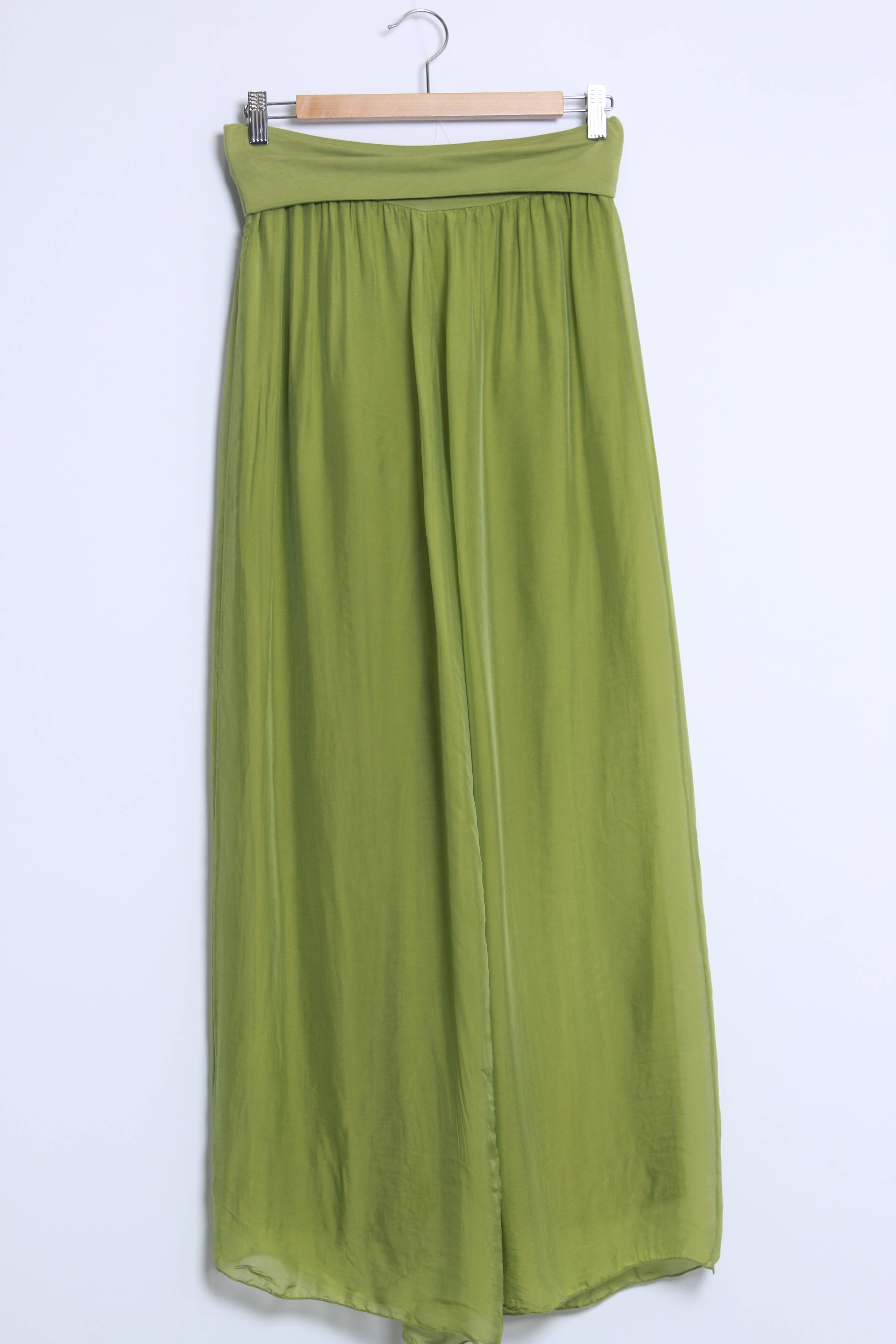 High-waisted wide fluid pants with long hem 20537 - Out of the Blue