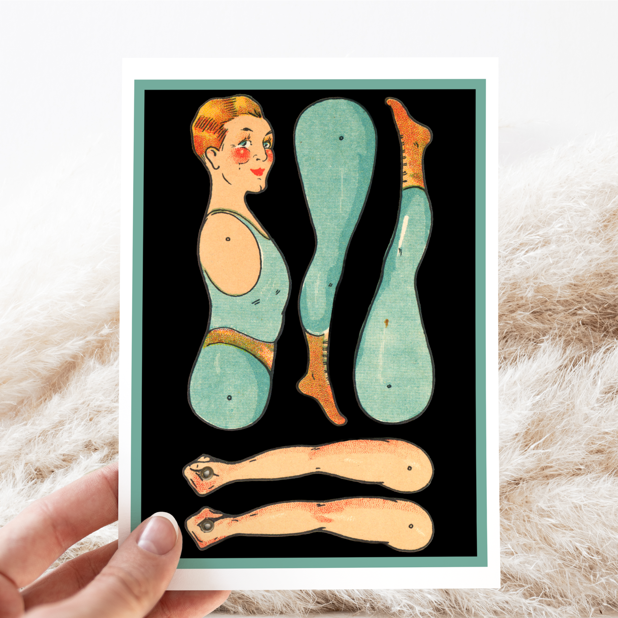 Vintage Paper Doll Acrobat Greeting Card