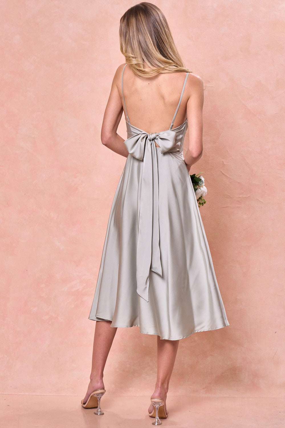 Satin Tie Back Midi - Out of the Blue