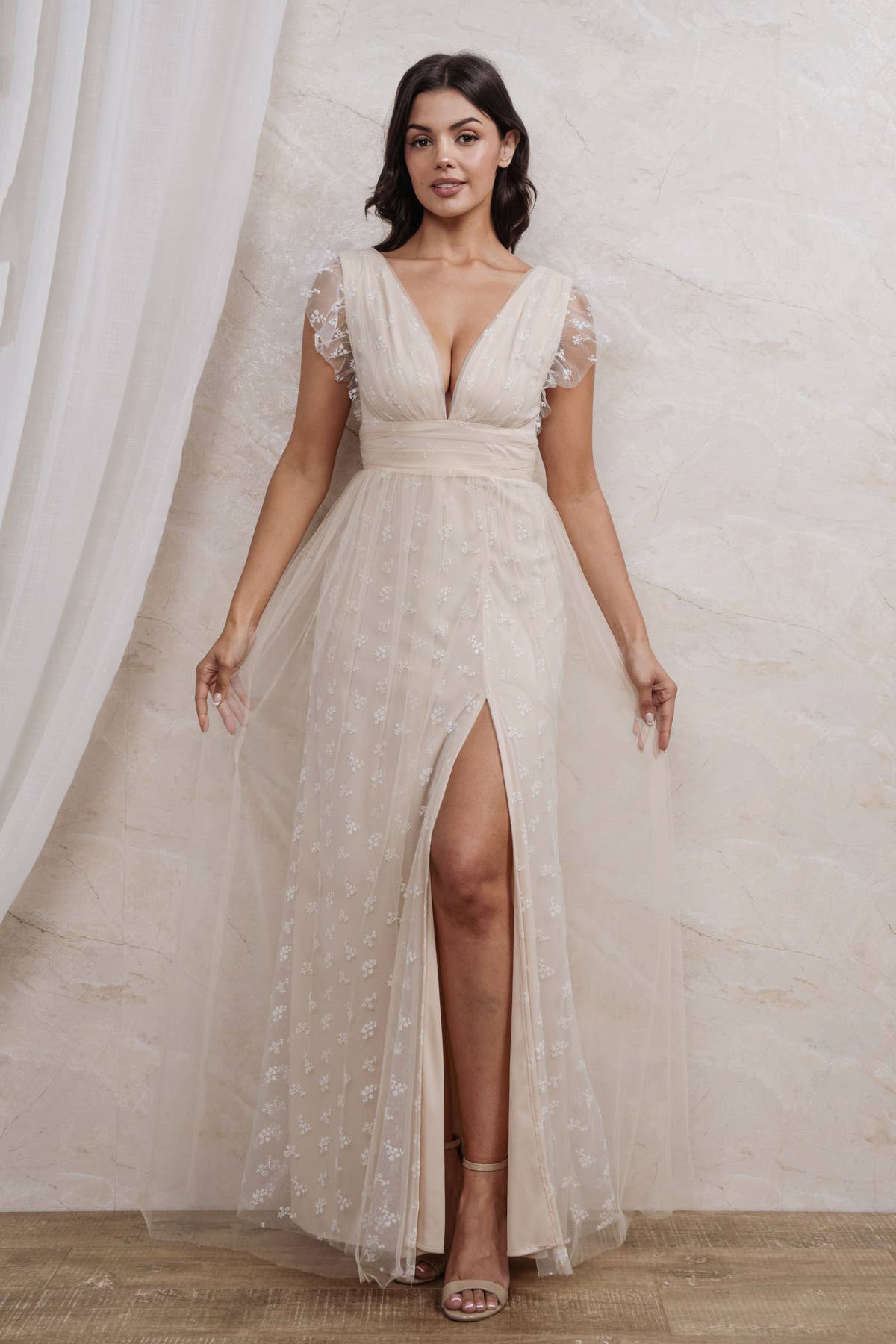 EMBROIDERED Tulle  MAXI - Out of the Blue
