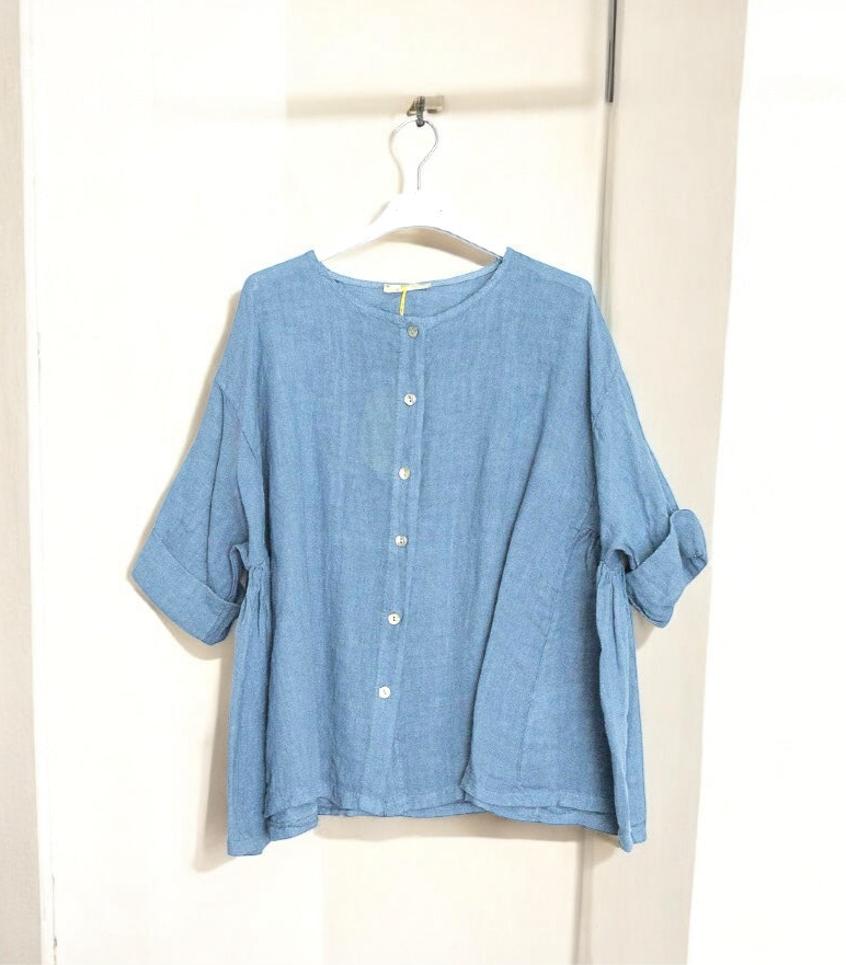 Harlow Linen Blouse - Out of the Blue