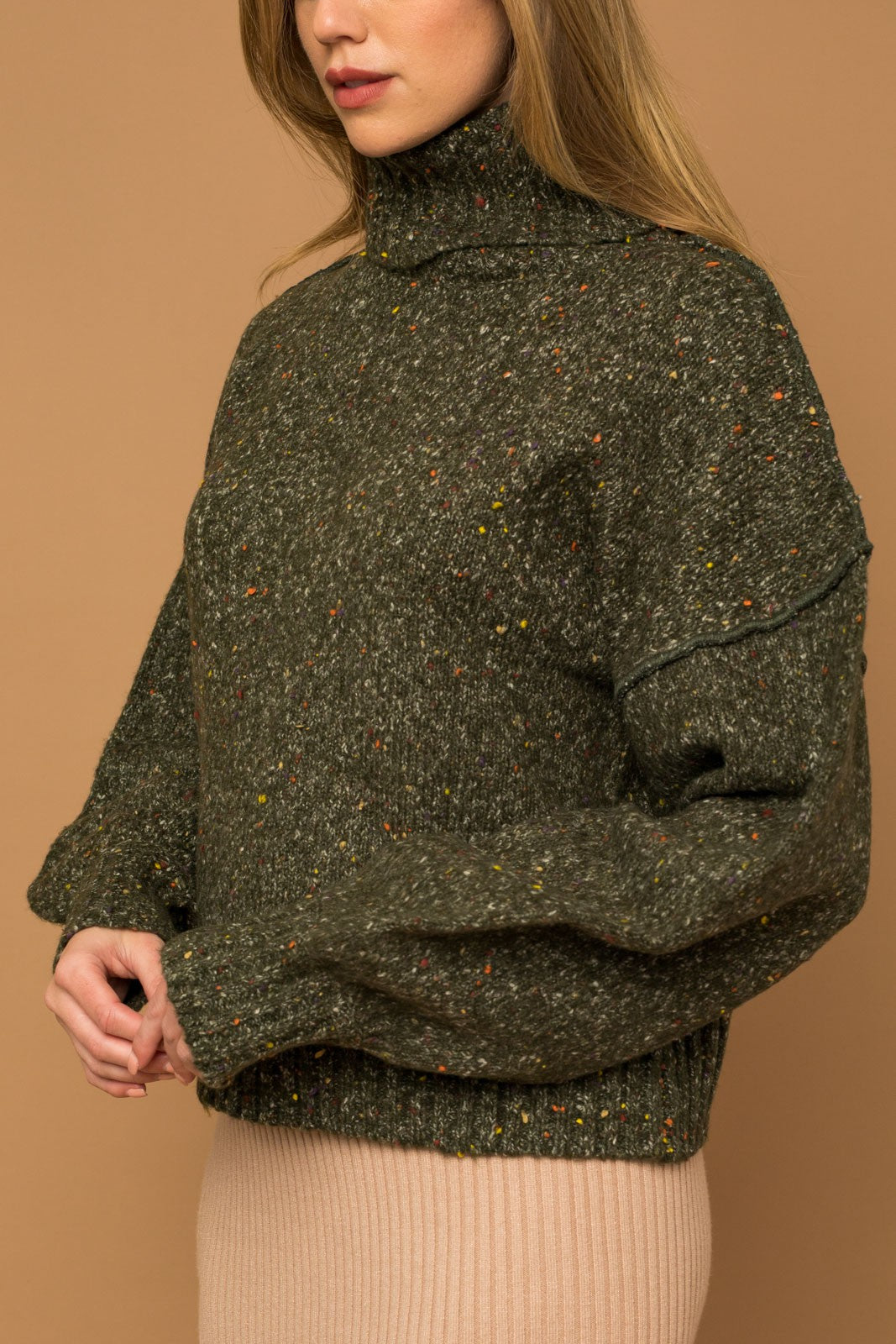 Oversize Confettti Turtleneck Sweater - Out of the Blue