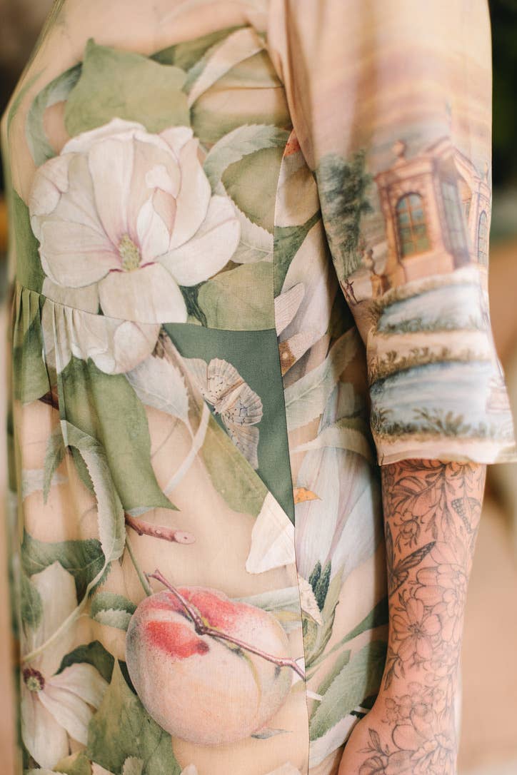 Fleur De Soleil Artist Dress w/ Pockets & Florals - Out of the Blue