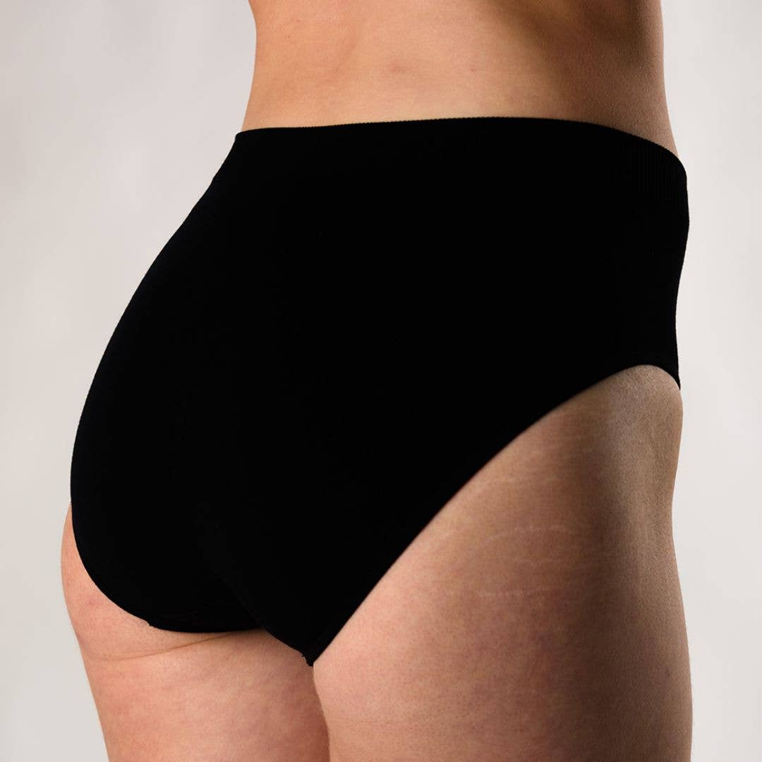 2 Piece/Pk Full Brief High Waisted Bamboo Underwear - Black