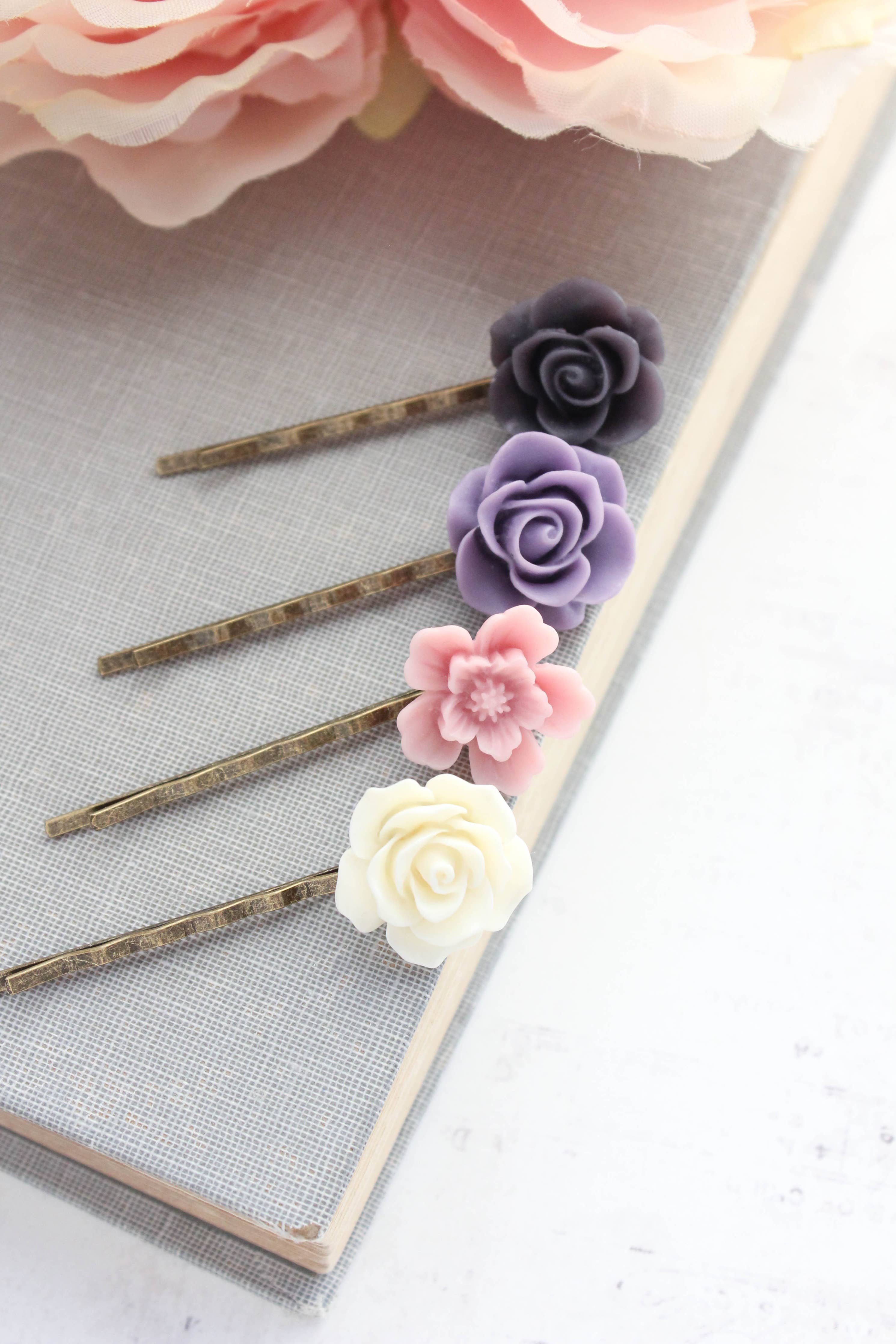 Flower Bobby Pins - set of 4