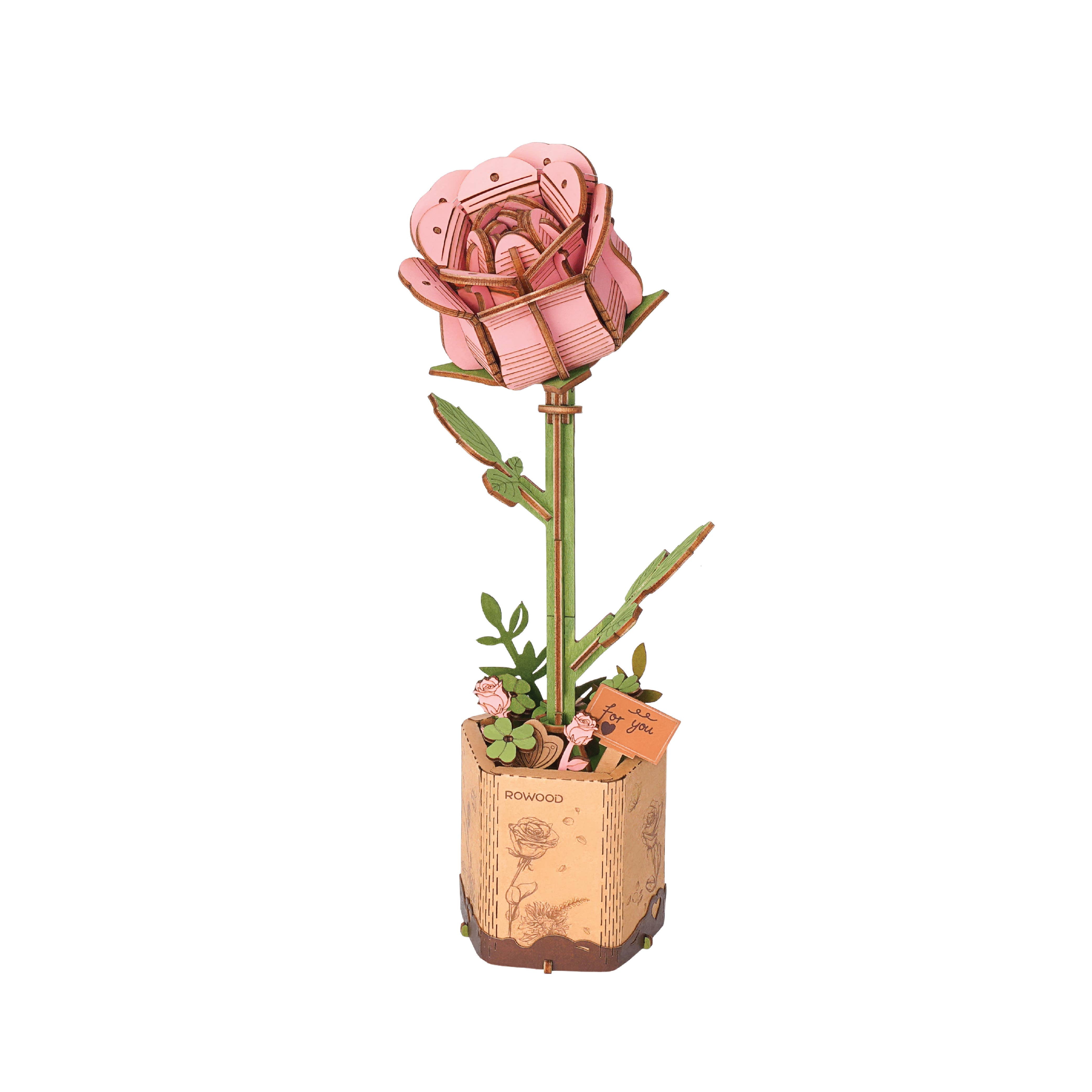 Rose 3D Wooden Flower Puzzle