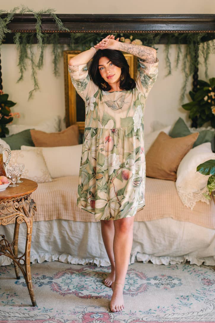 Fleur De Soleil Artist Dress w/ Pockets & Florals - Out of the Blue