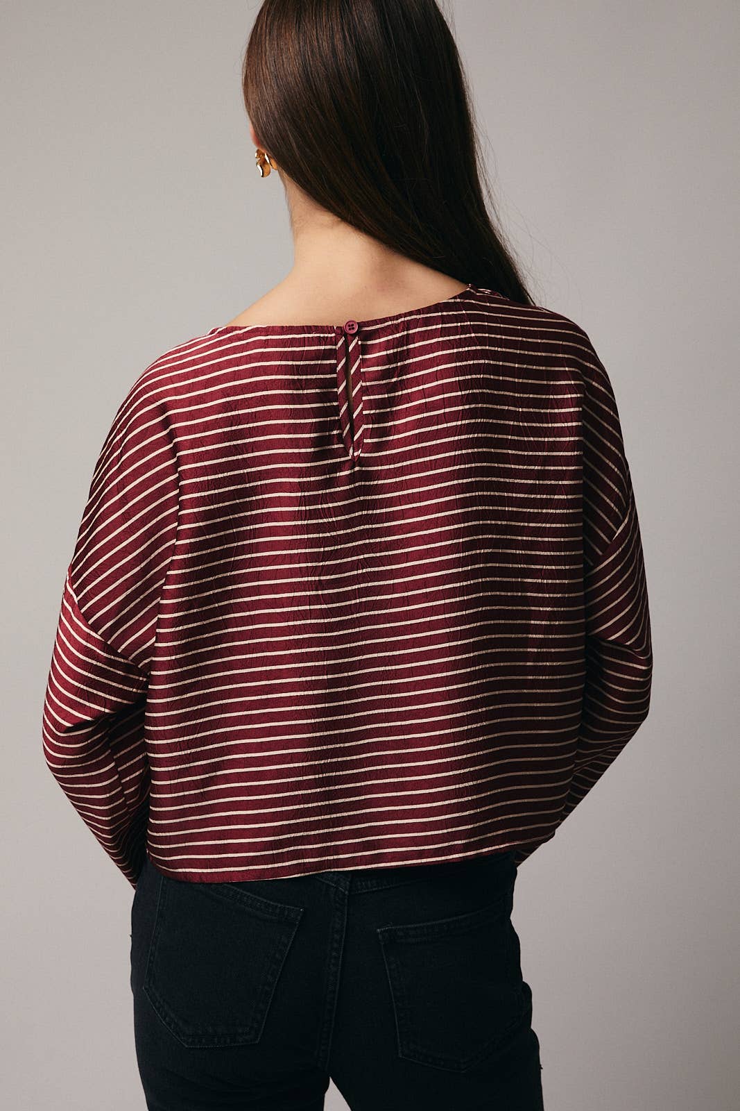 WIDE NECK LONG SLEEVE BLOUSE - Out of the Blue