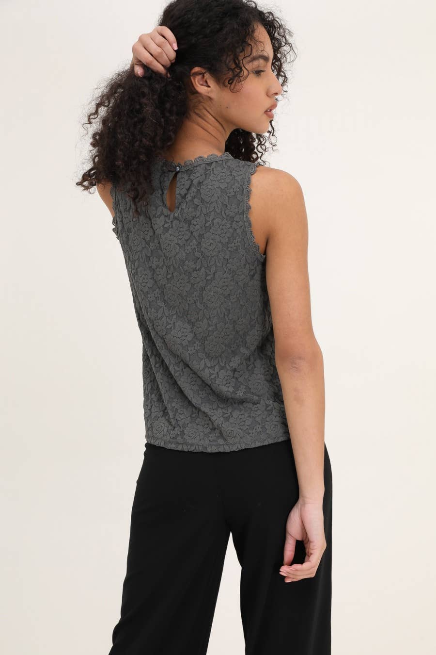 Anais sleeveless lace top - 80825: 1 S - 1 M - 1 L - 1 XL / Grey - Out of the Blue