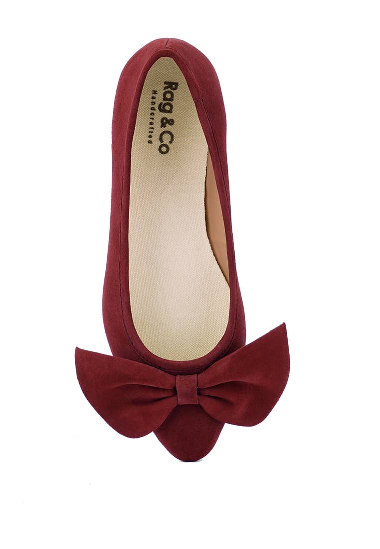 CHUCKLE Big Bow Suede Ballerina Flats: 10US / BLACK - Out of the Blue