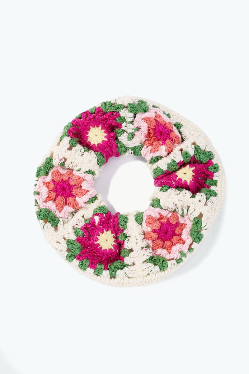 Crochet Flower Scrunchie
