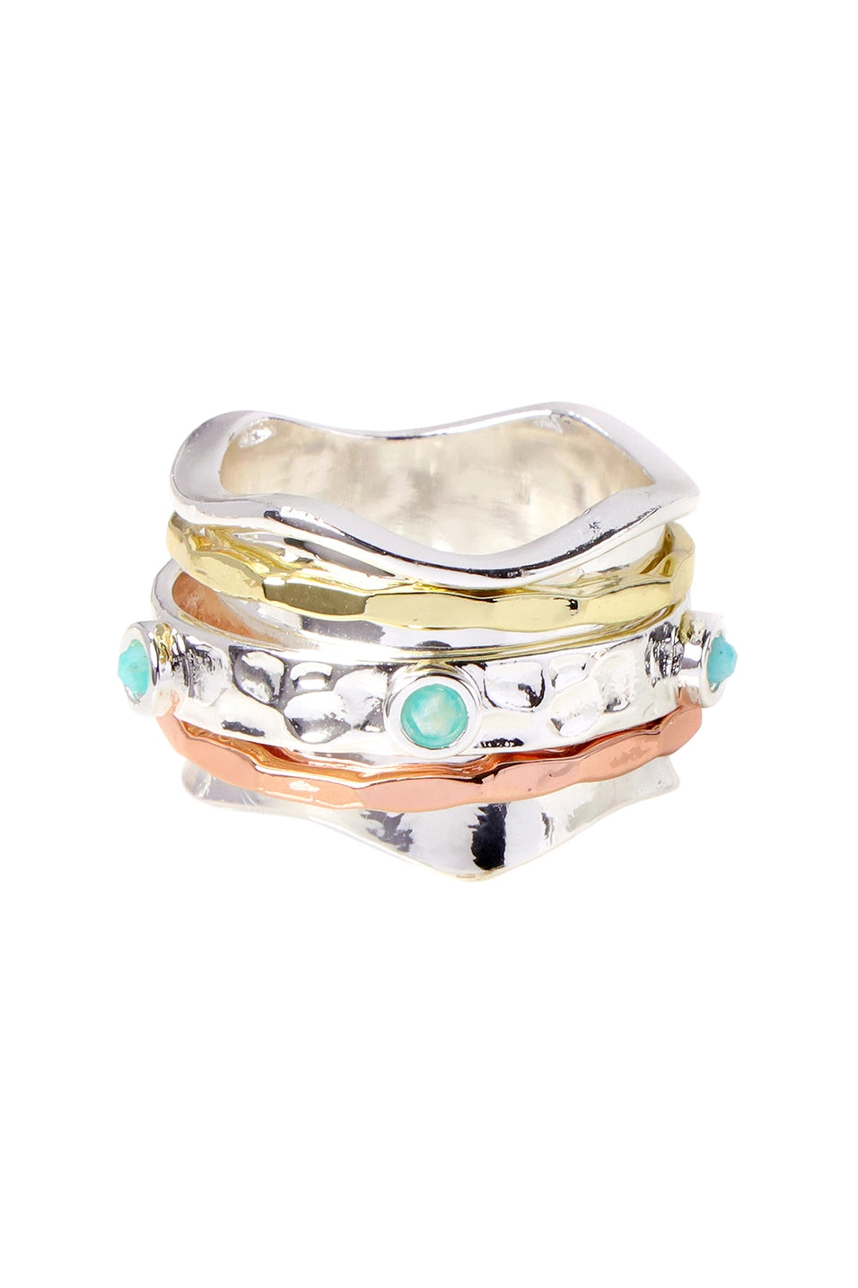 Amazonite Tri Tone Spinner Ring