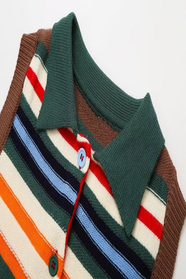 Striped Knit Vest - Out of the Blue