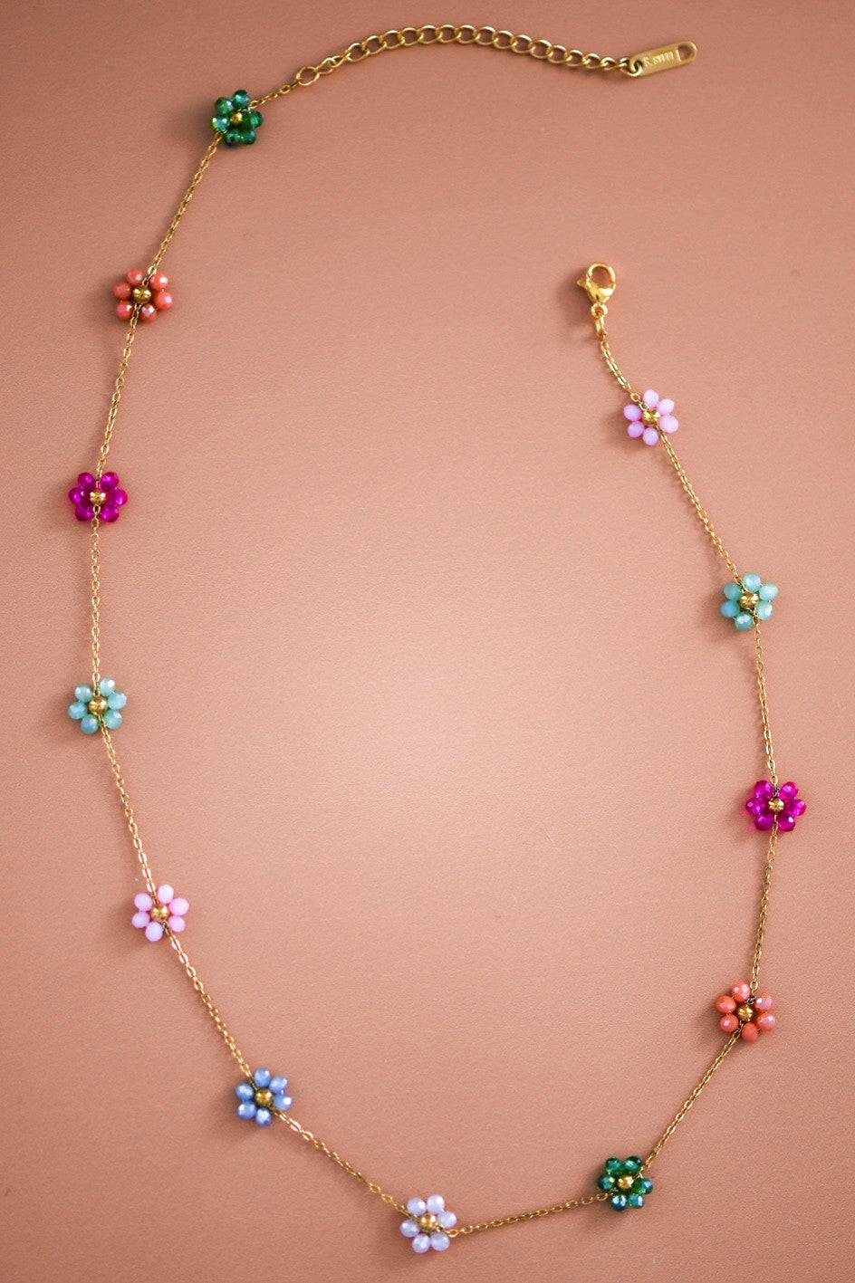 Beaded Flower Necklace - Out of the Blue