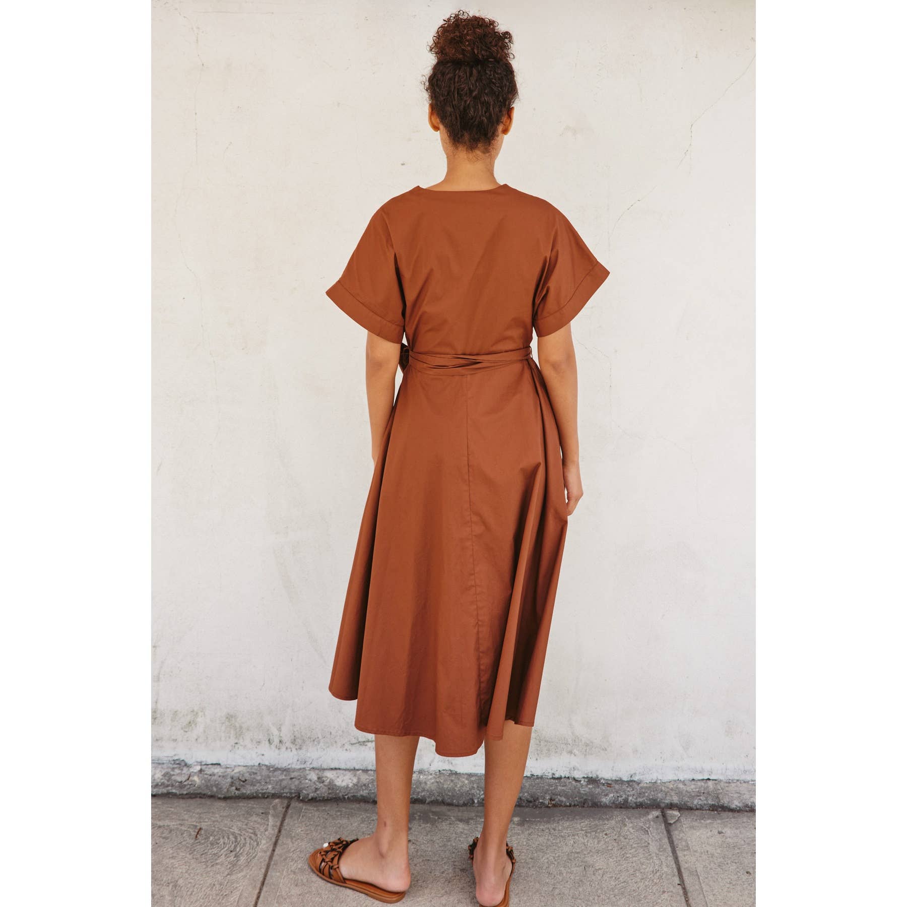 Cotton Wrap Midi Dress