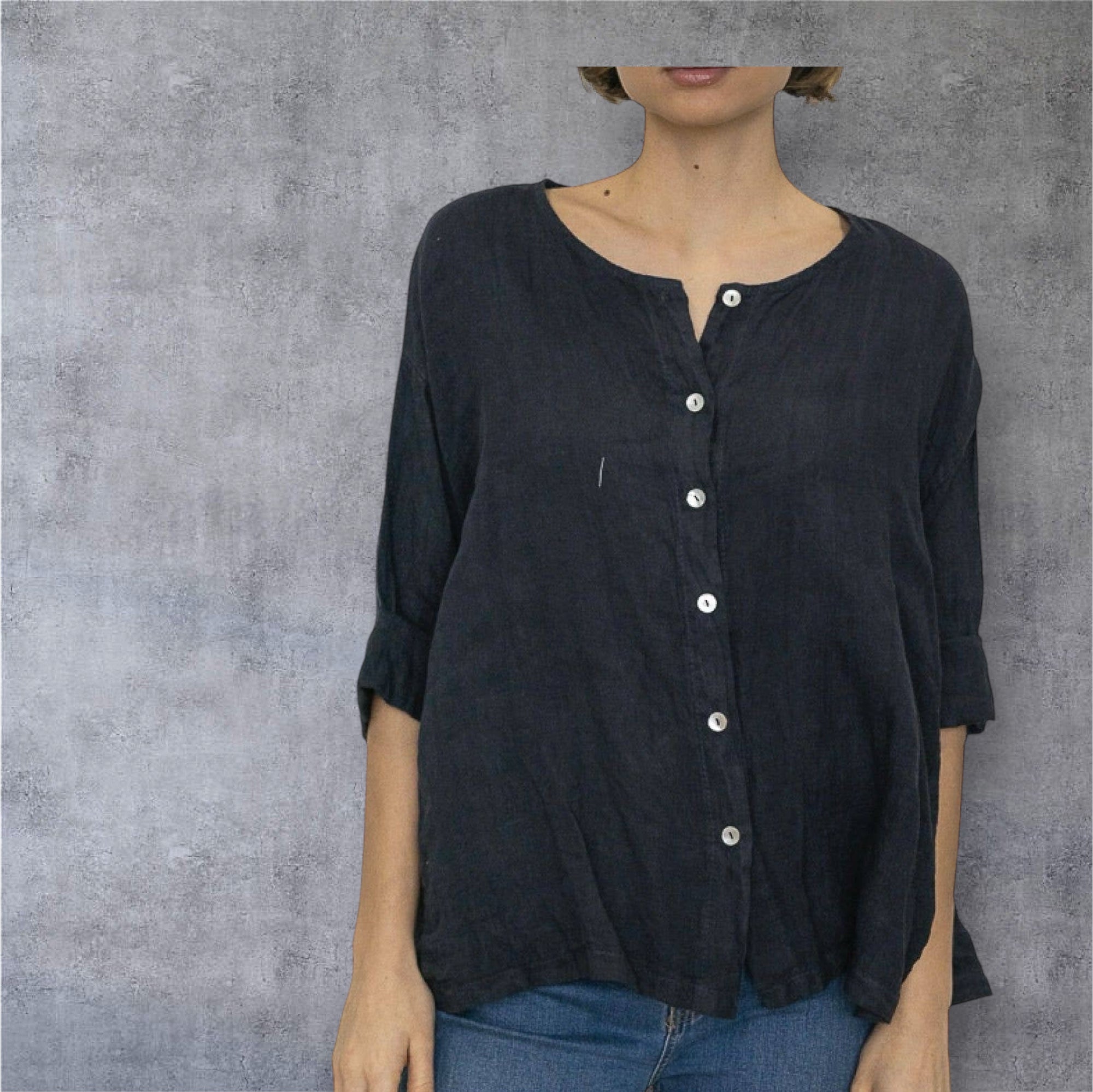 Harlow Linen Blouse - Out of the Blue