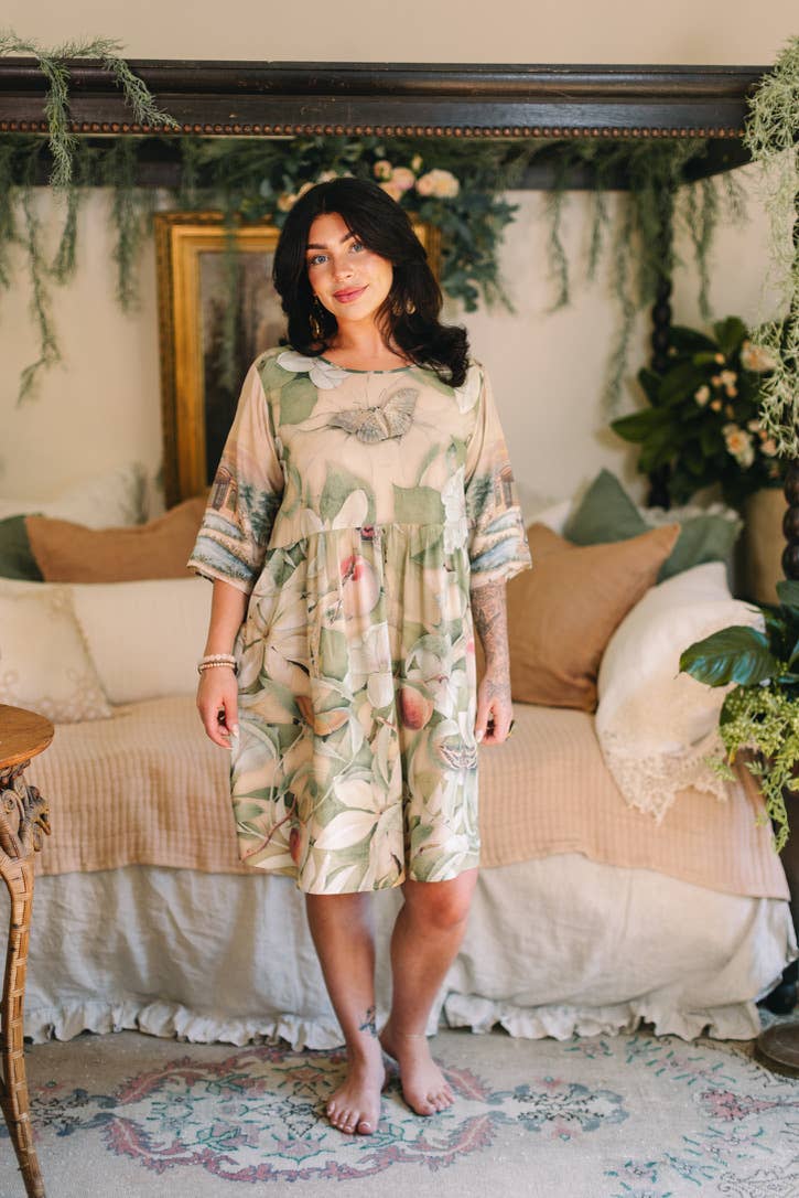 Fleur De Soleil Artist Dress w/ Pockets & Florals - Out of the Blue