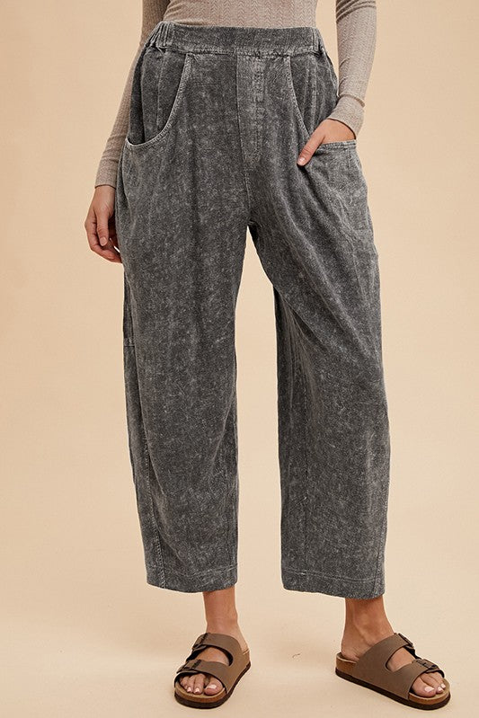 MINERAL WASHED BARREL PANTS