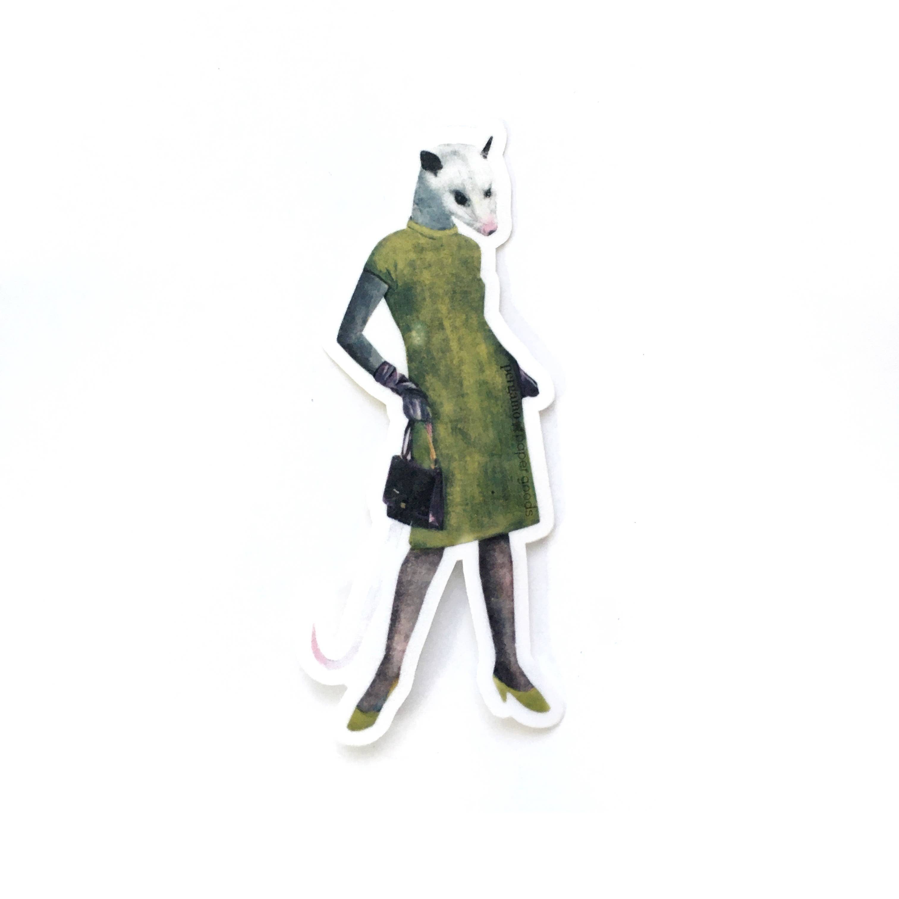 Possum Lady Illustrated Animal Vinyl Sticker - Out of the Blue