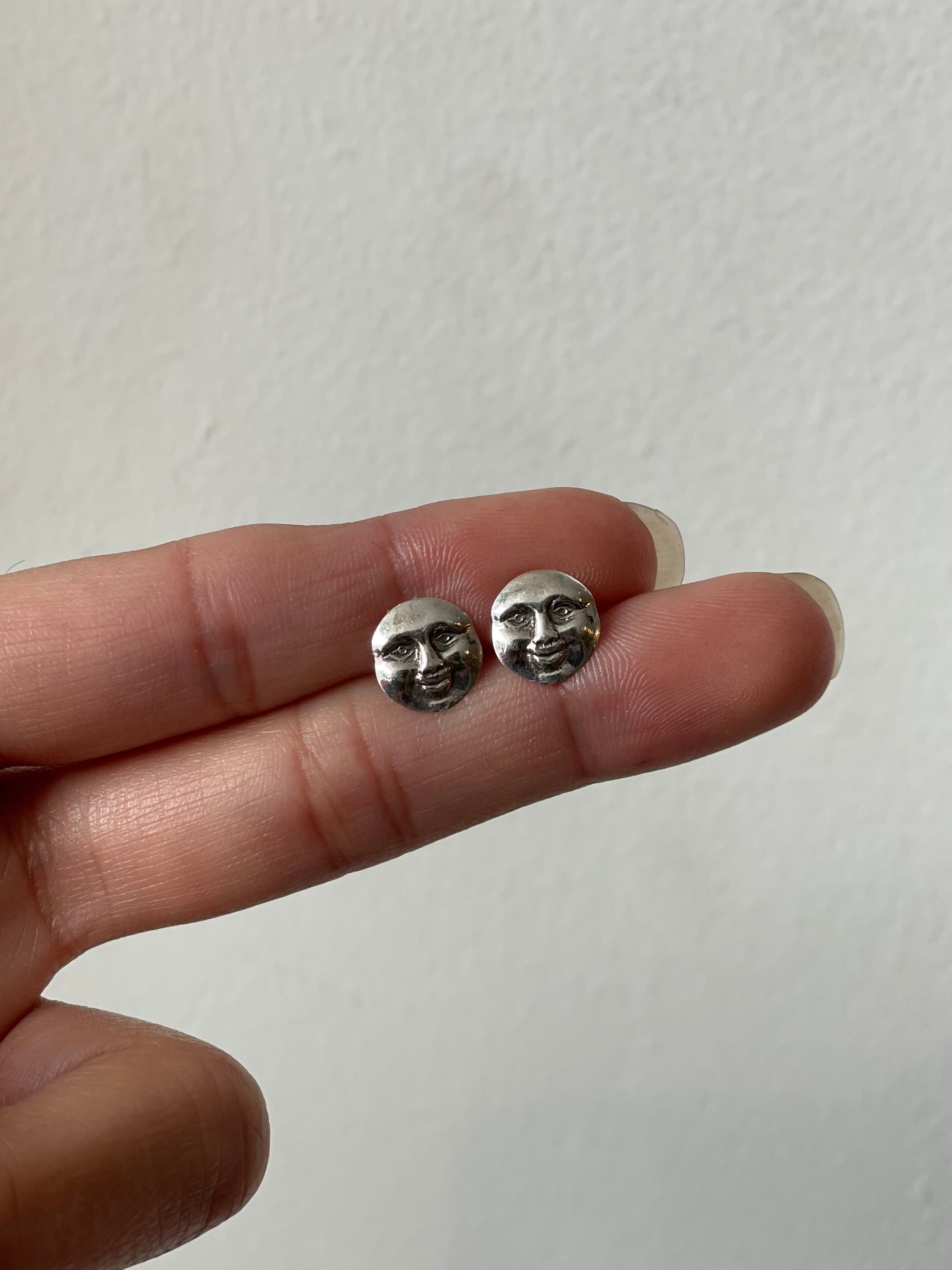 Moon Face  Sterling Silver Studs