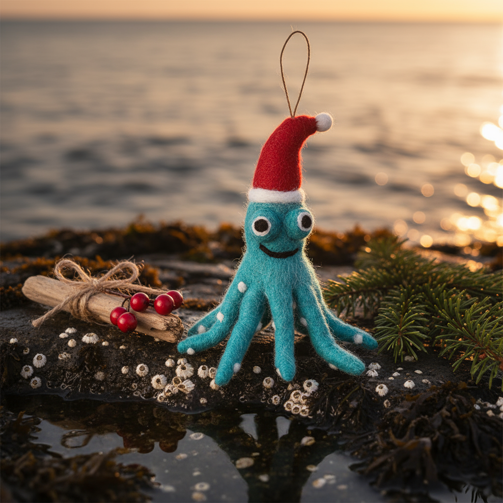 Felt Christmas Octopus Decoration