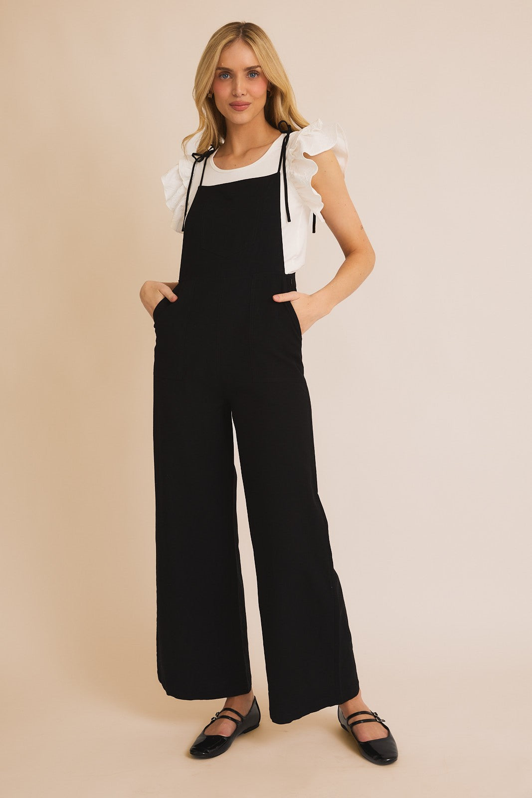 WIDE LEG LINEN OVERALLS