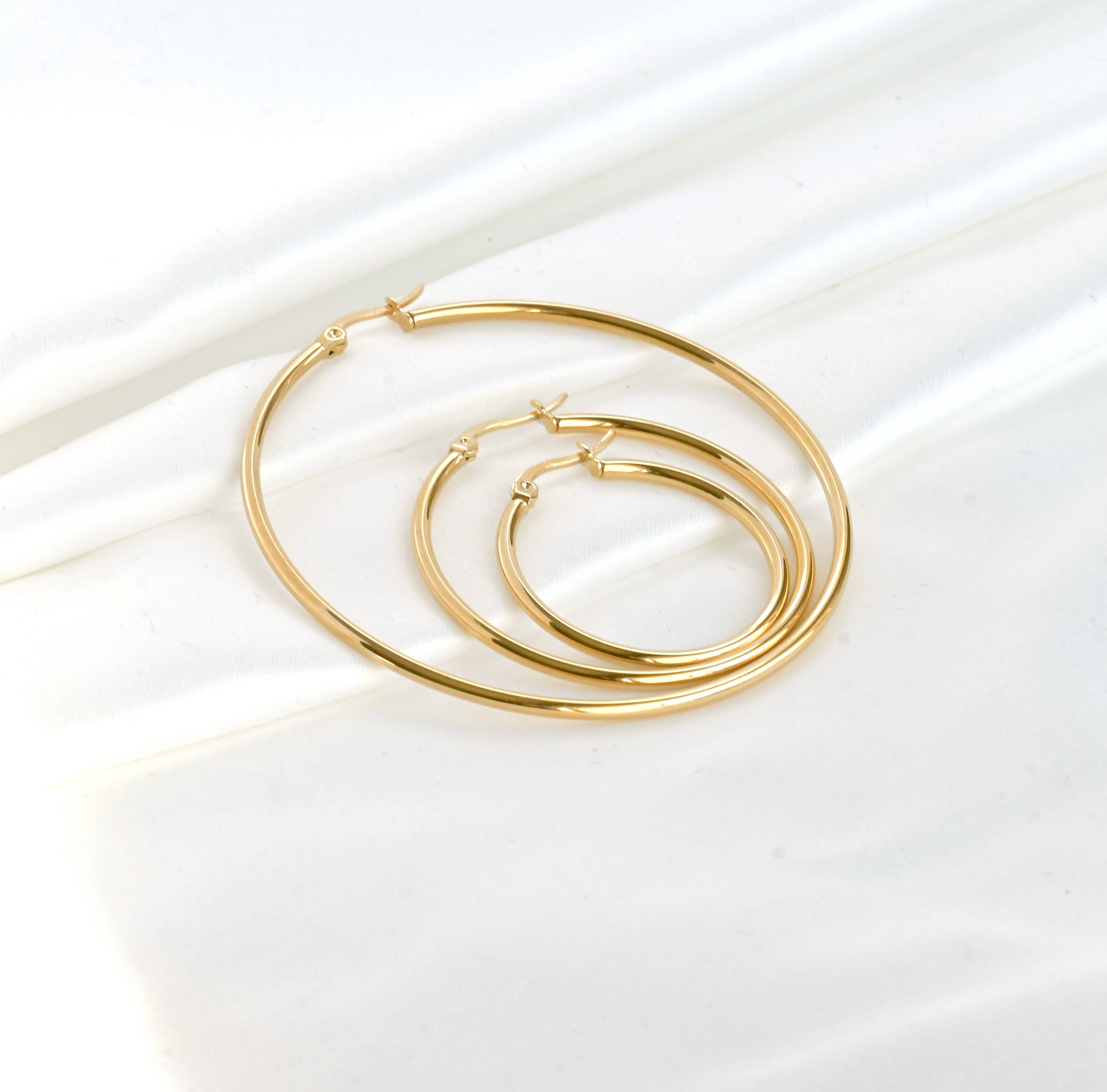 1.8 mm Large Gold Tarnish-free Hoop Earrings - Out of the Blue