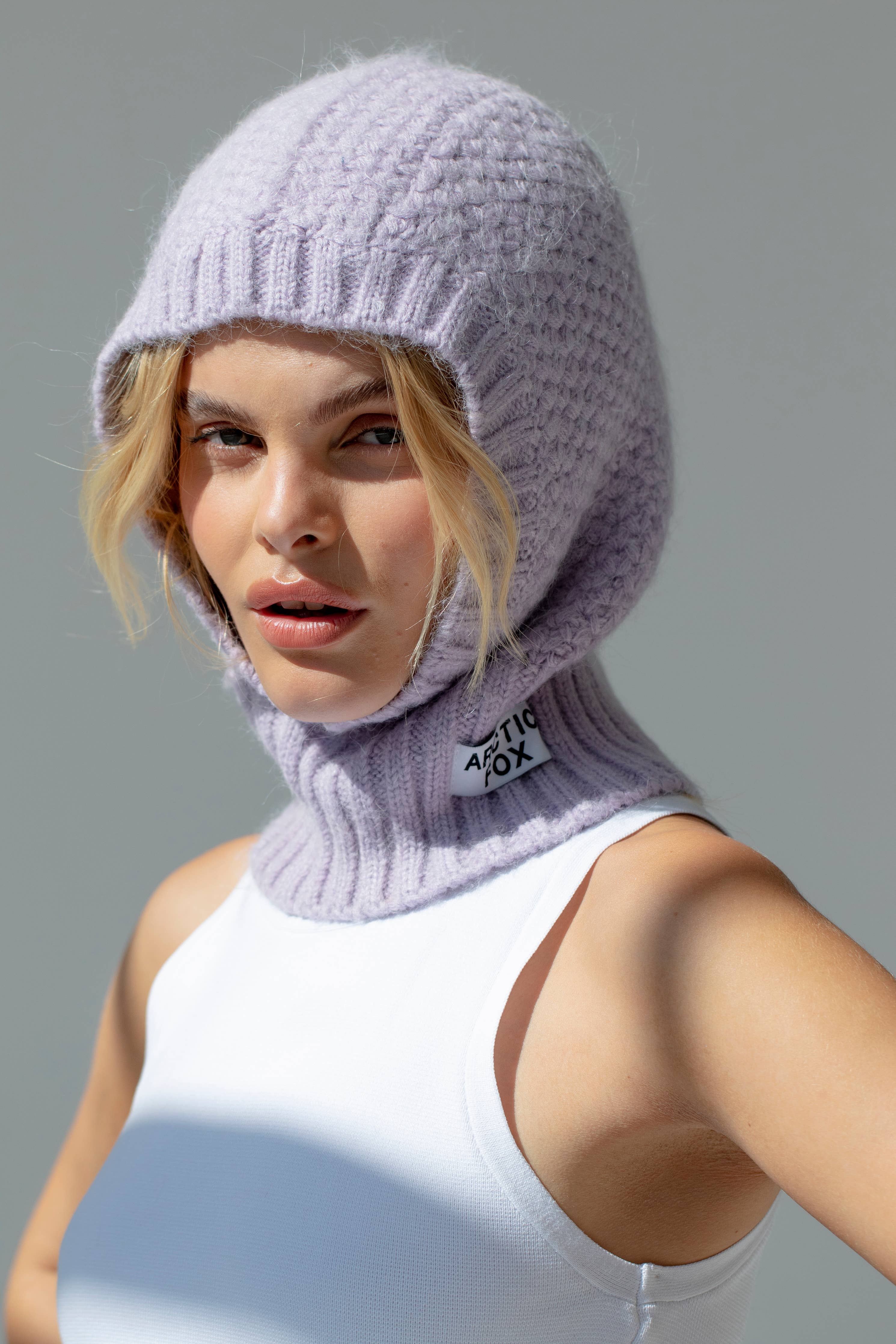 The Alpaca Balaclava Fitted Hood - Lilac - AW23 - Out of the Blue