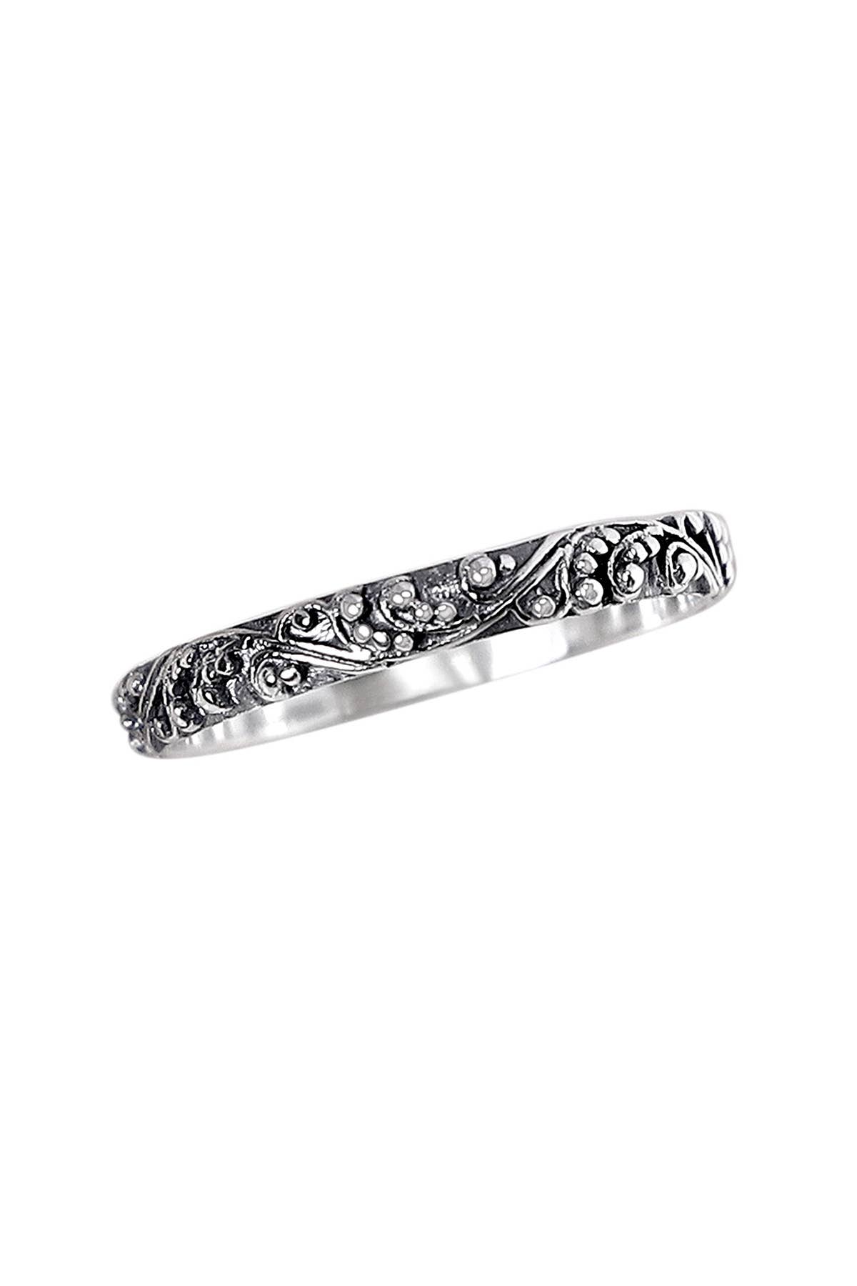 Sterling Silver Flower & Vine Band Ring