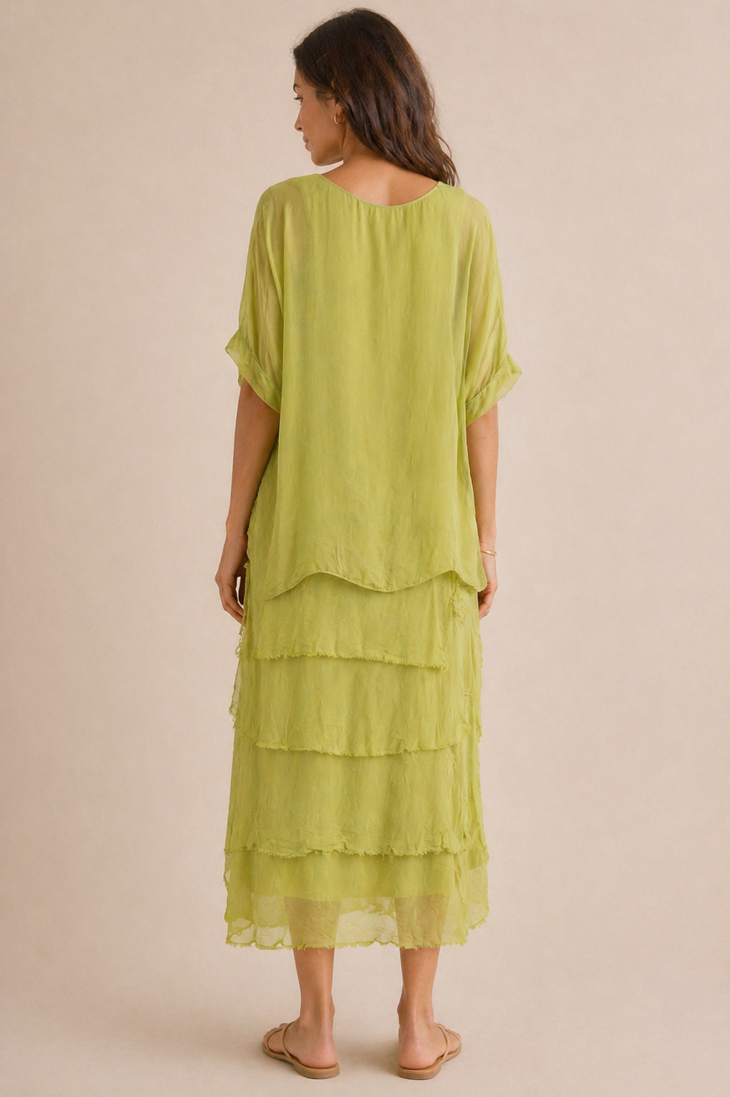 Layla Ruffled Silk Dress - Out of the Blue