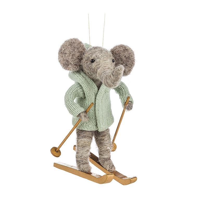 Skiing Elephant Ornament - Out of the Blue