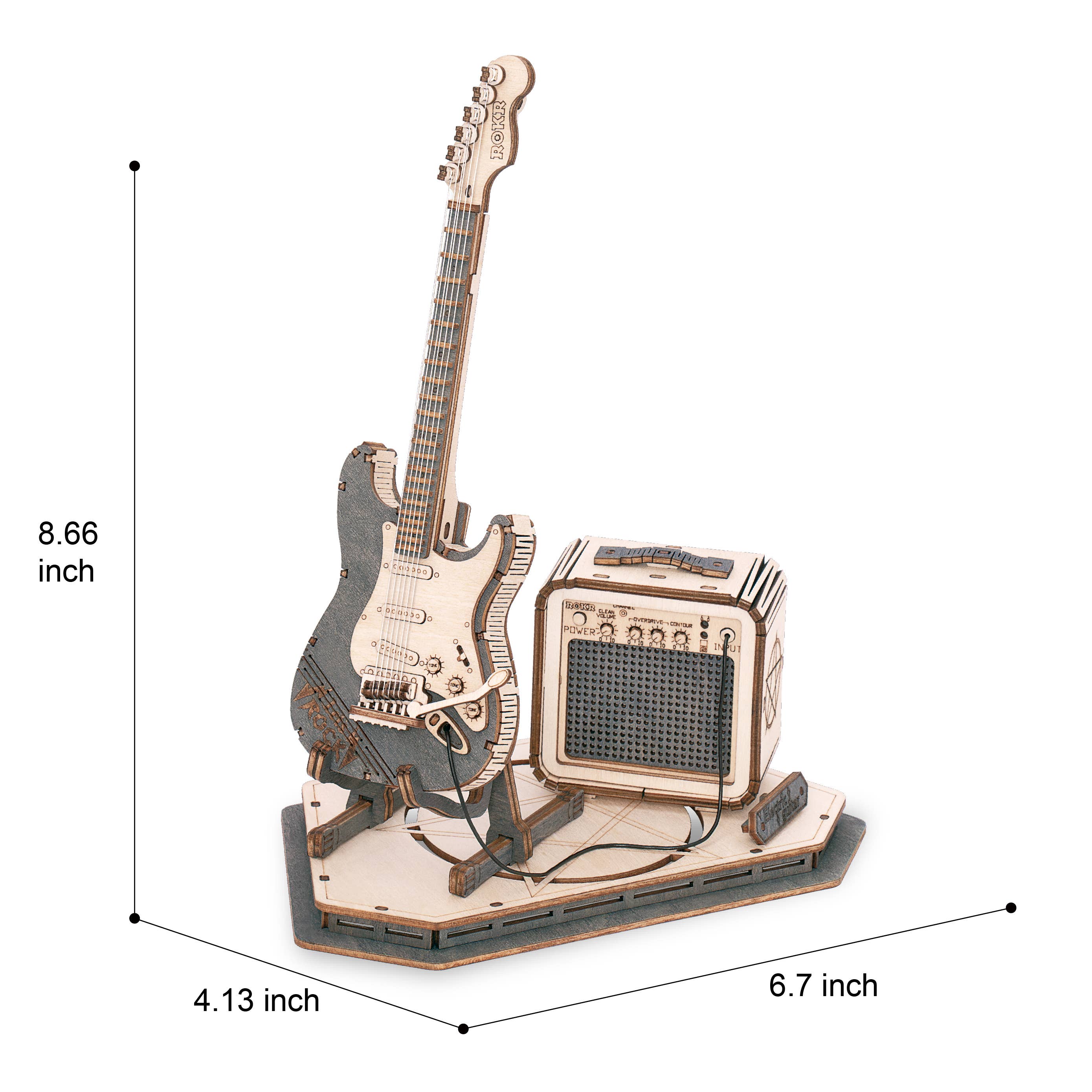 3D Laser Cut Wooden Puzzle: Electric Guitar - Out of the Blue