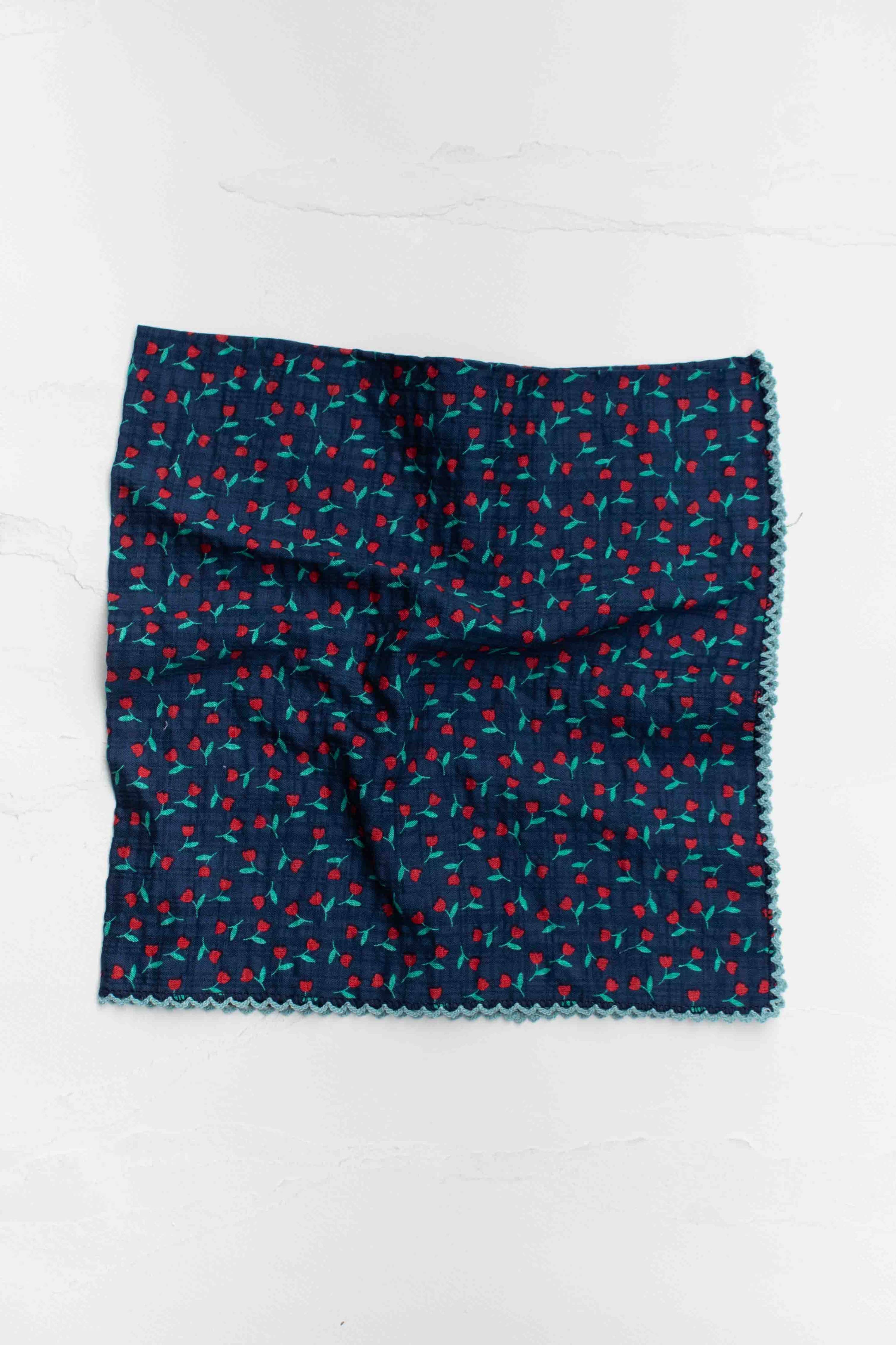Vintage Mini Floral Cotton Blend Scarf - Out of the Blue