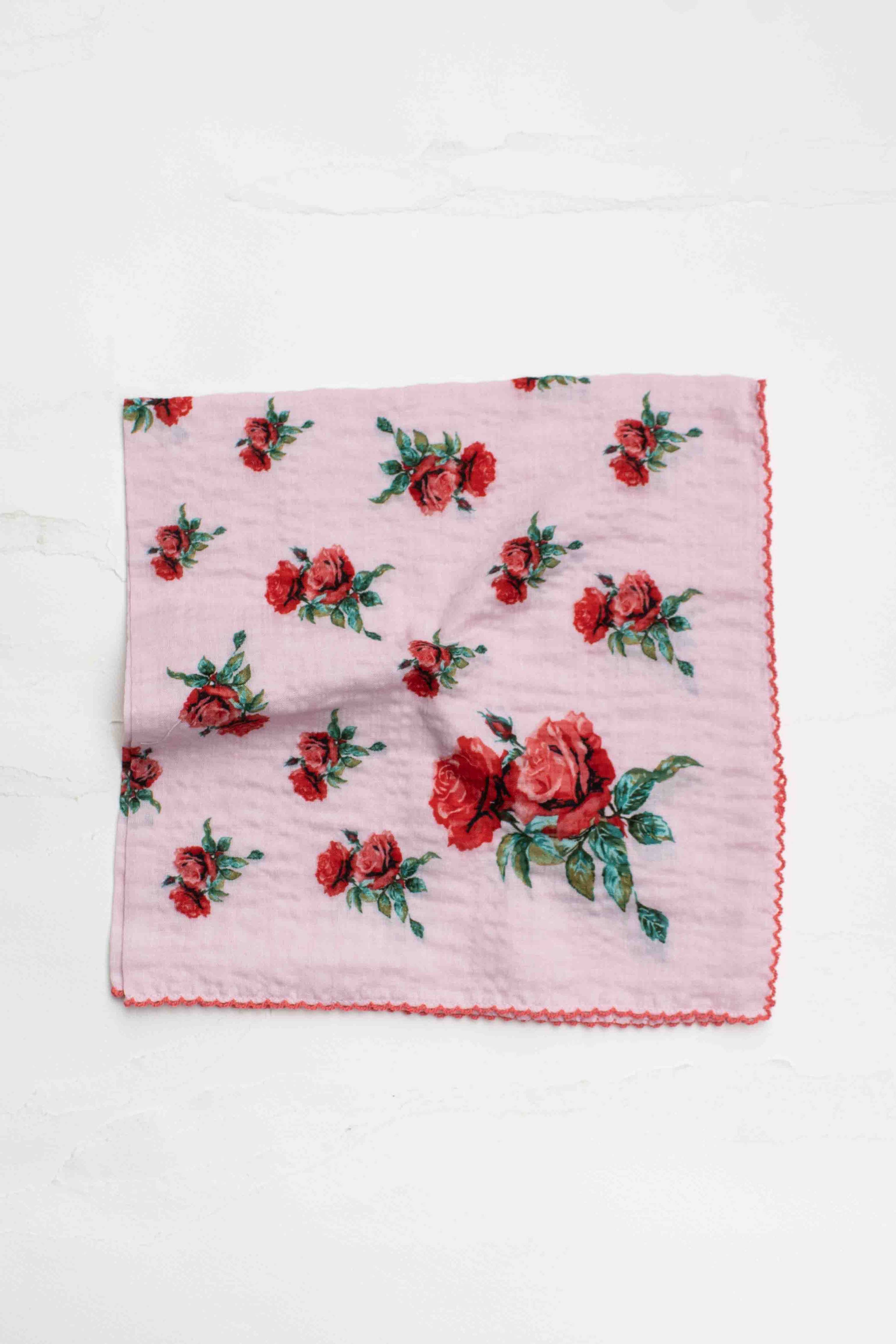 Vintage Rose Print Cotton Rayon Scarf - Out of the Blue