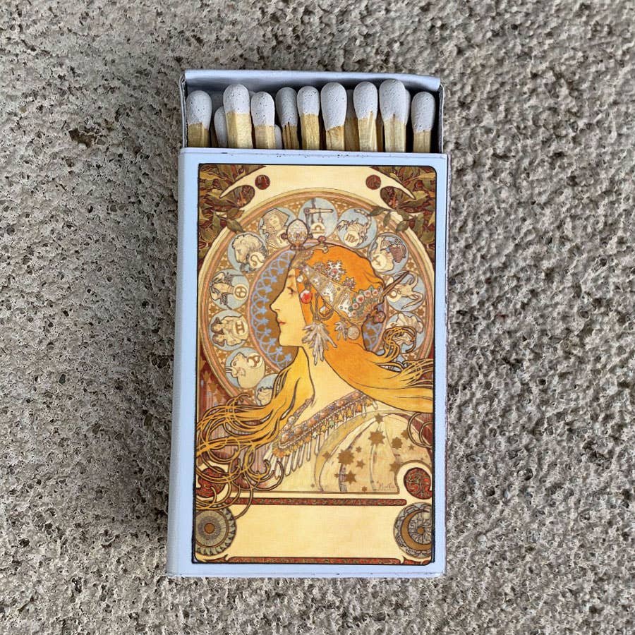 Mucha Zodiac Matchbox • Decorative Matches - Candle Acc