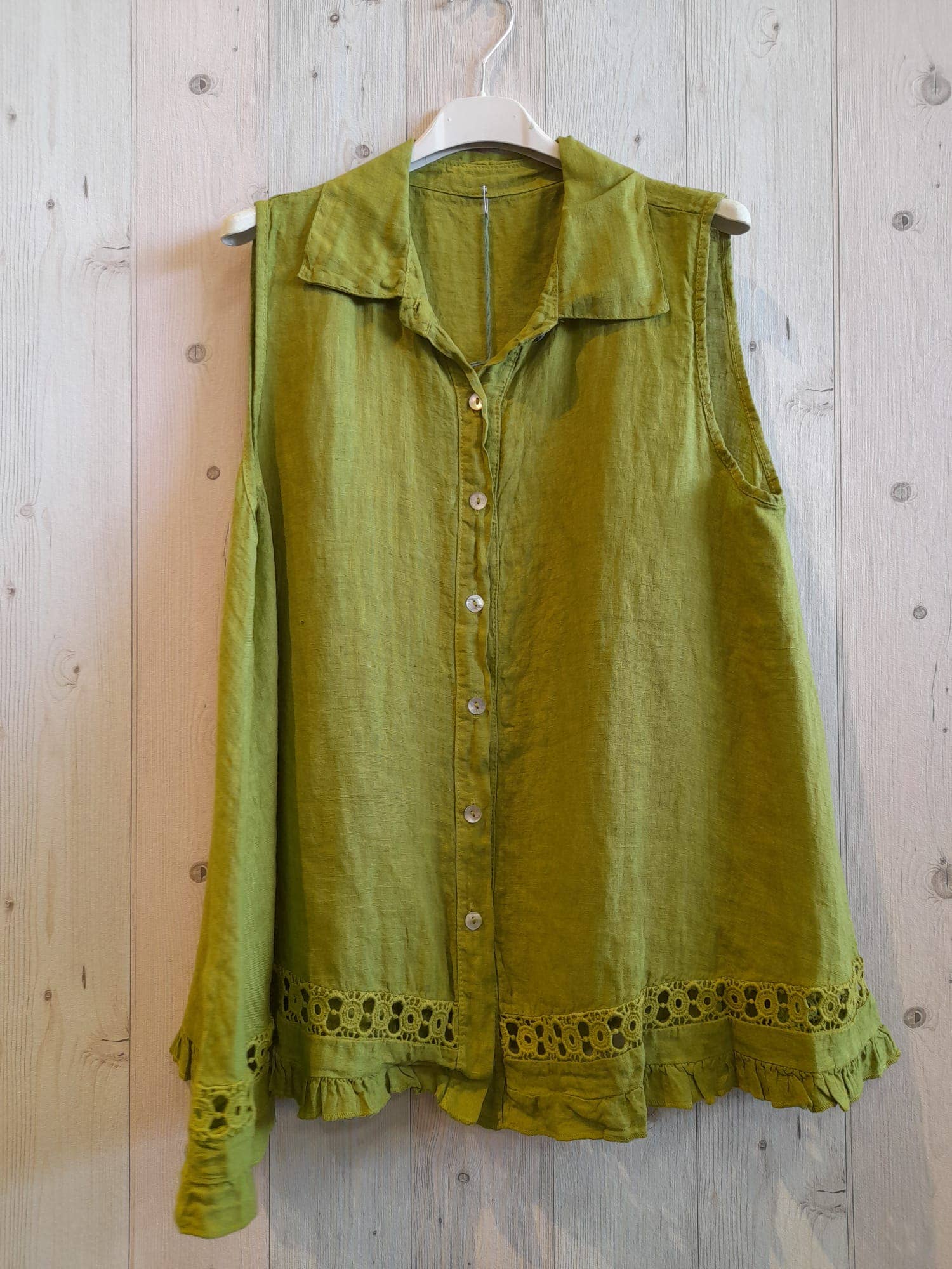 Sleeveless Linen Shirt