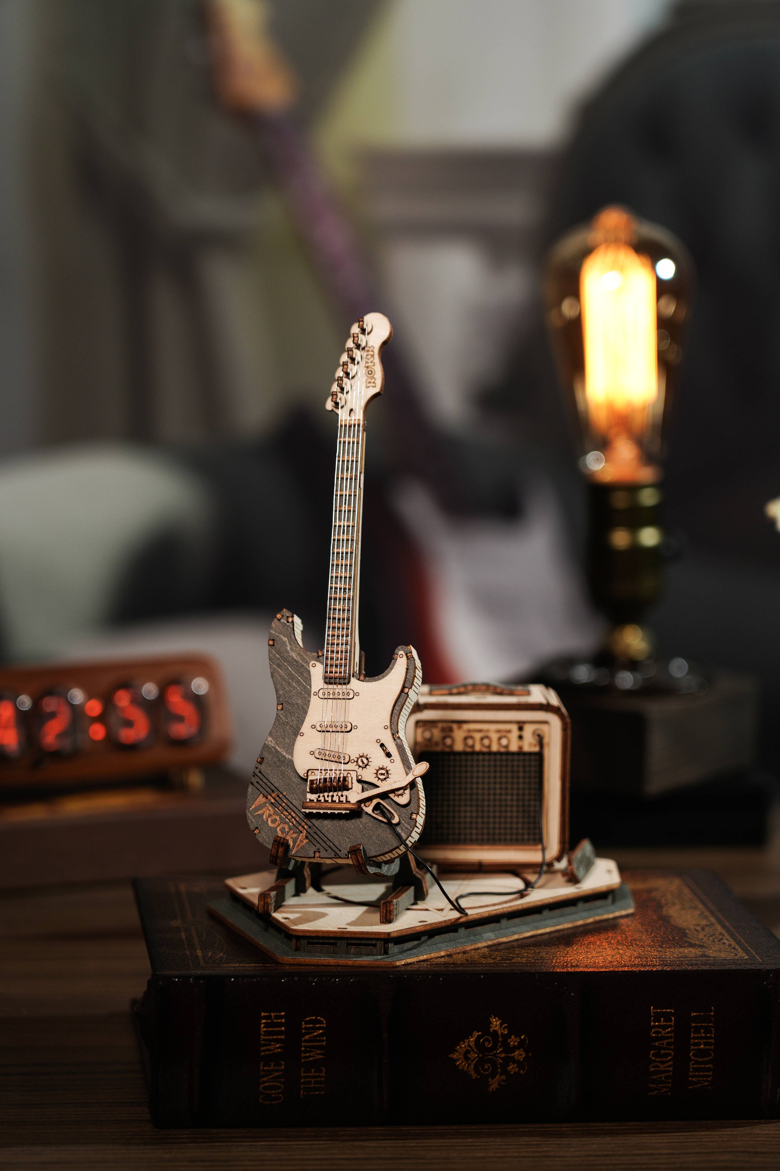 3D Laser Cut Wooden Puzzle: Electric Guitar - Out of the Blue
