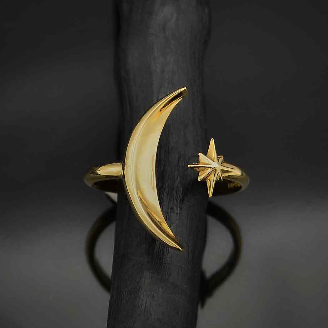 Adjustable Moon and Star Ring