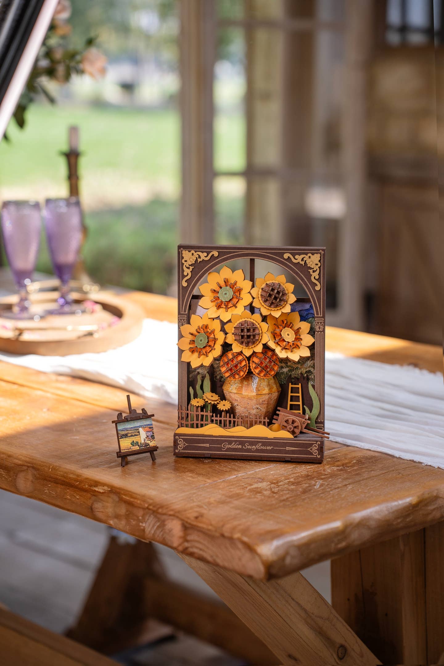 3D Wooden Puzzle: Golden Sunflower - Out of the Blue