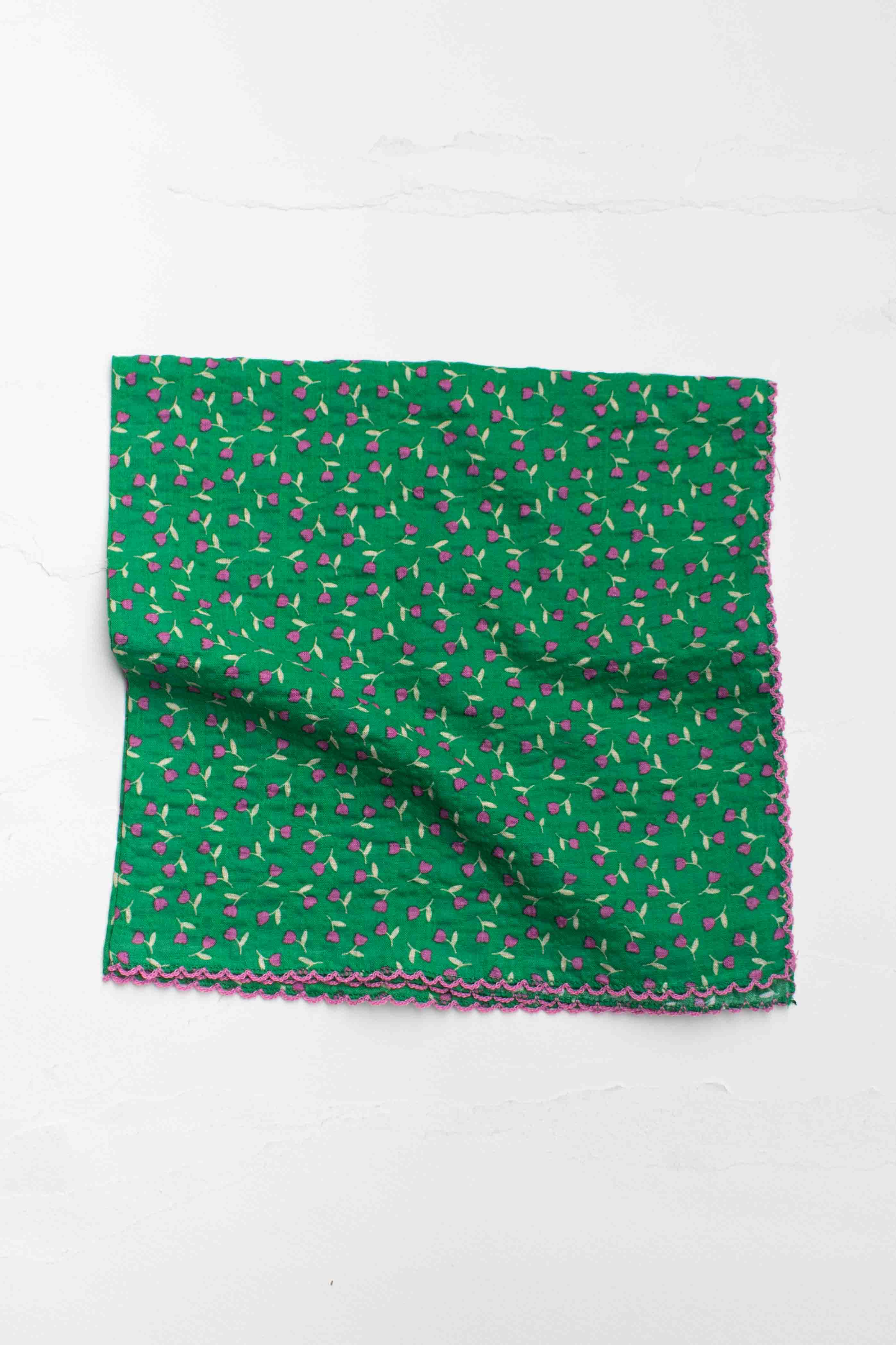 Vintage Mini Floral Cotton Blend Scarf - Out of the Blue