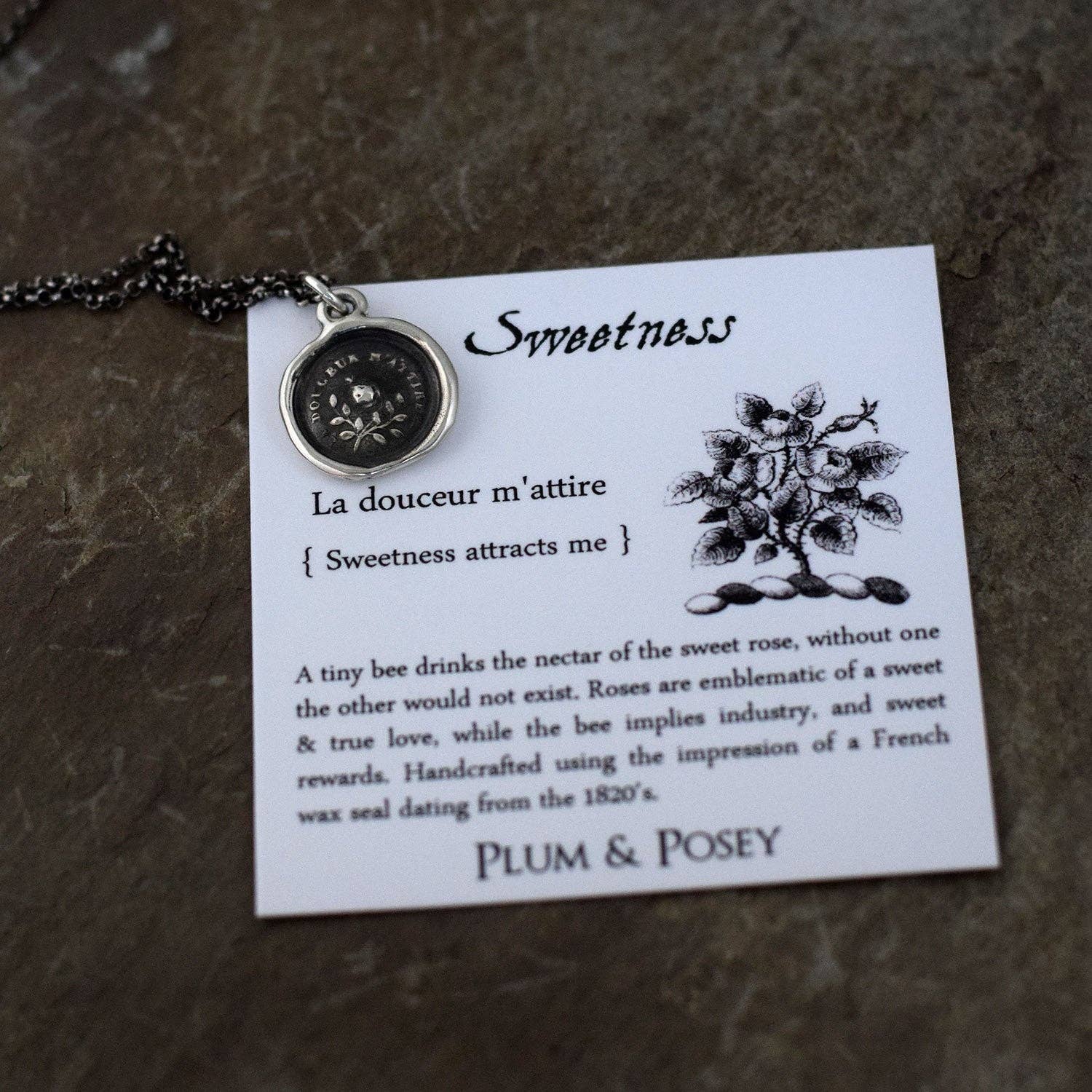 Sweetness Bee and Rose Wax Seal Necklace