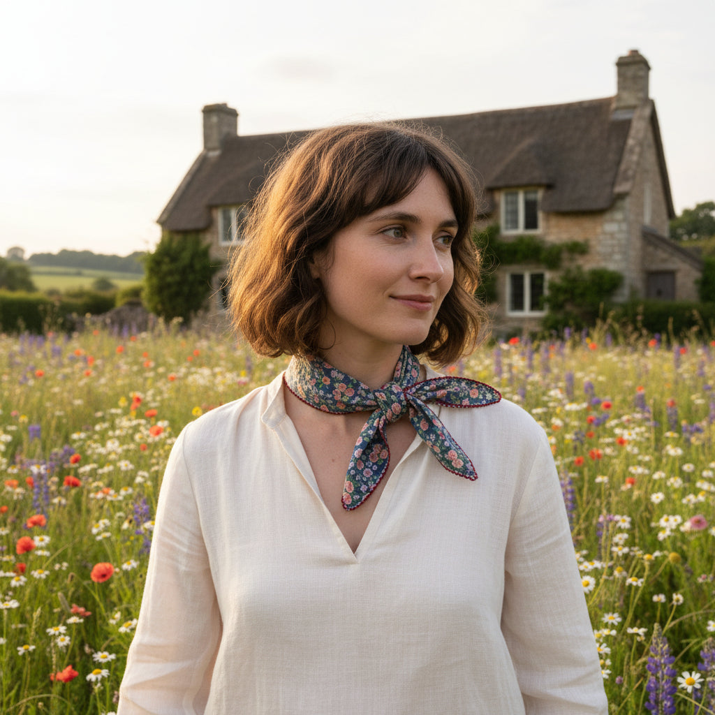 Rose Garden Cotton Scarf - Out of the Blue