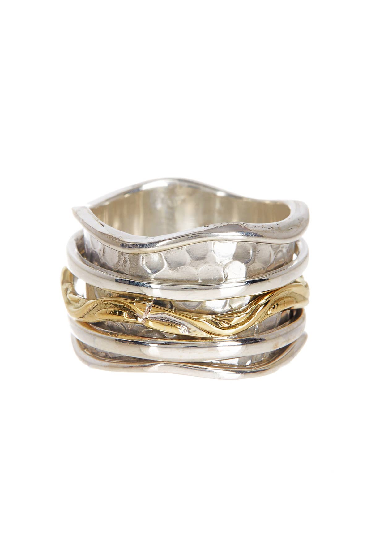 Two-Tone Wave Spinner Ring