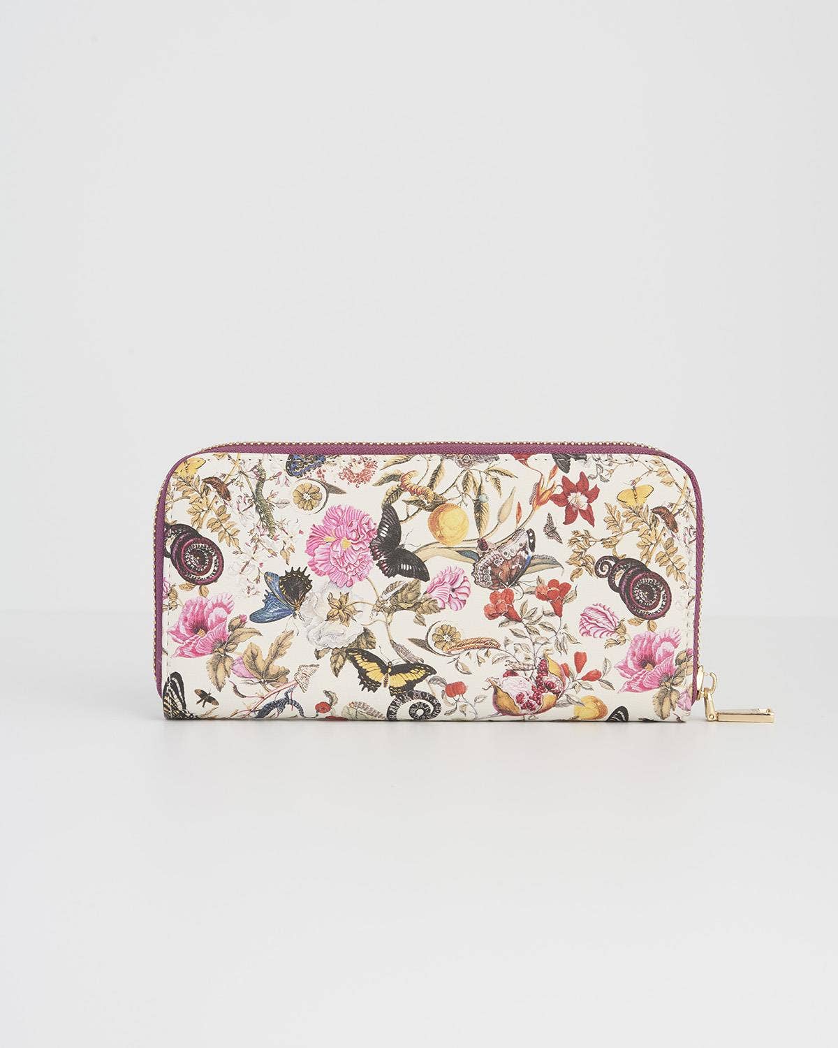 Floral Engravings Large Zip Wallet