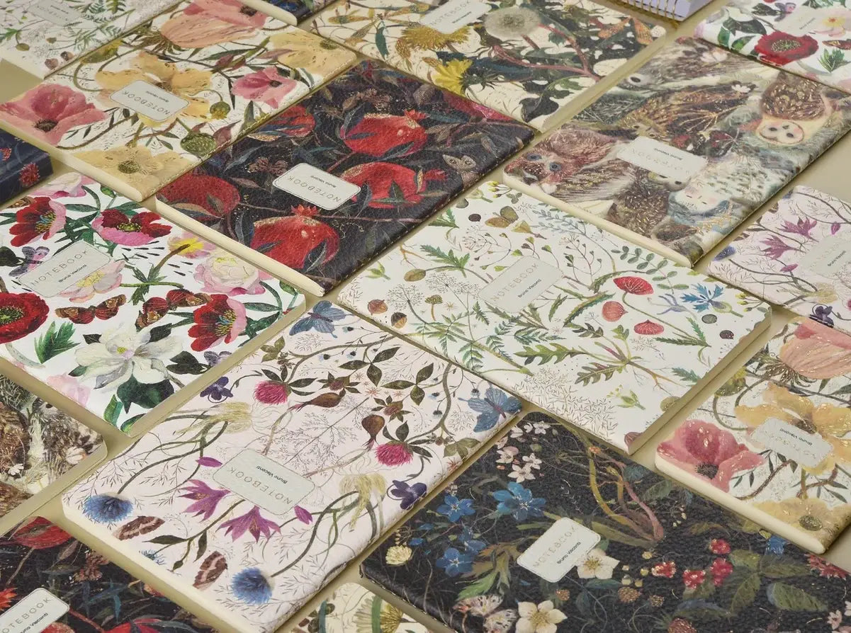 Vegan Leather A5 Notebook - Symmetrical Flora - Out of the Blue